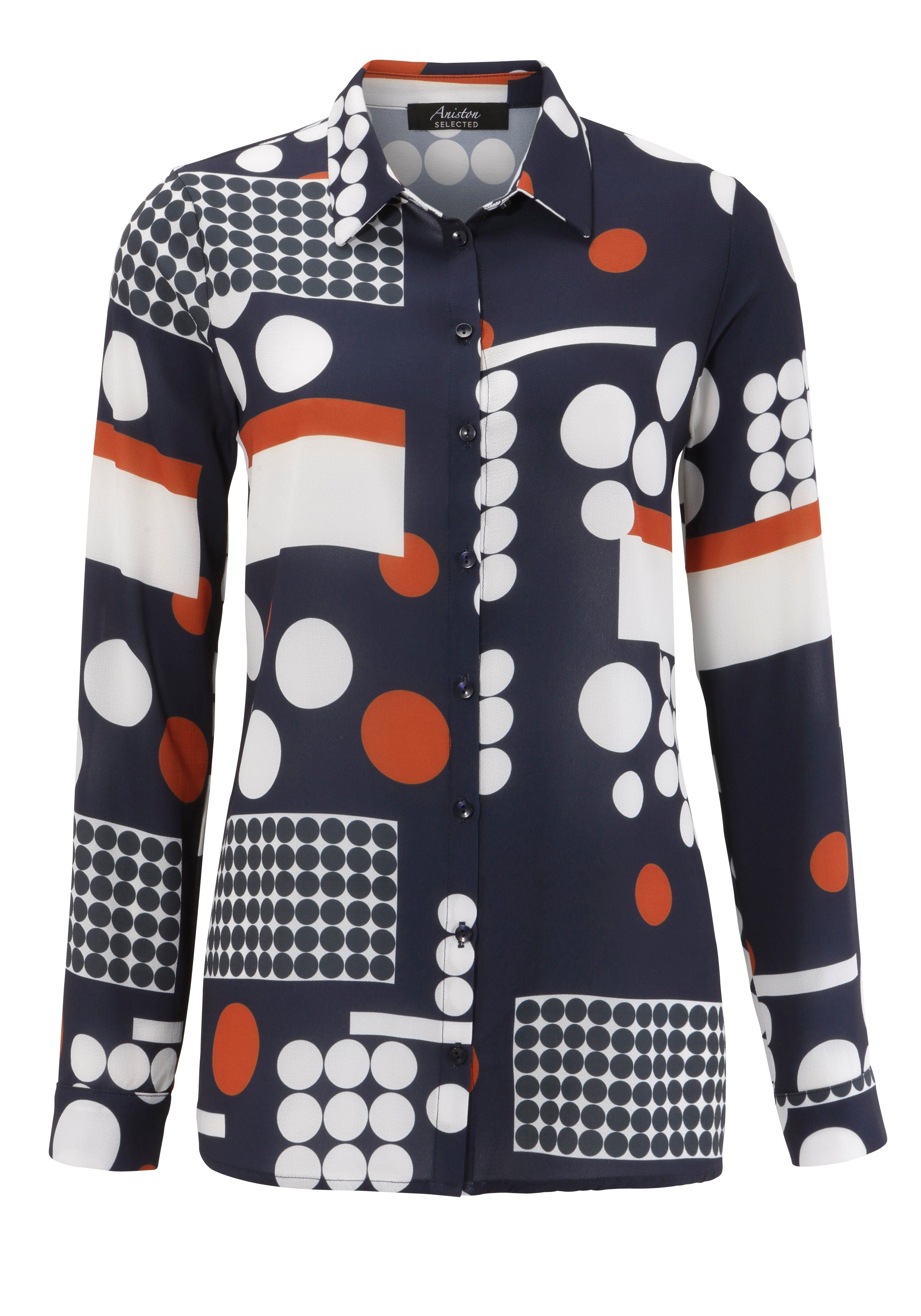 Aniston SELECTED Overhemdblouse met moderne stippeltjesprint
