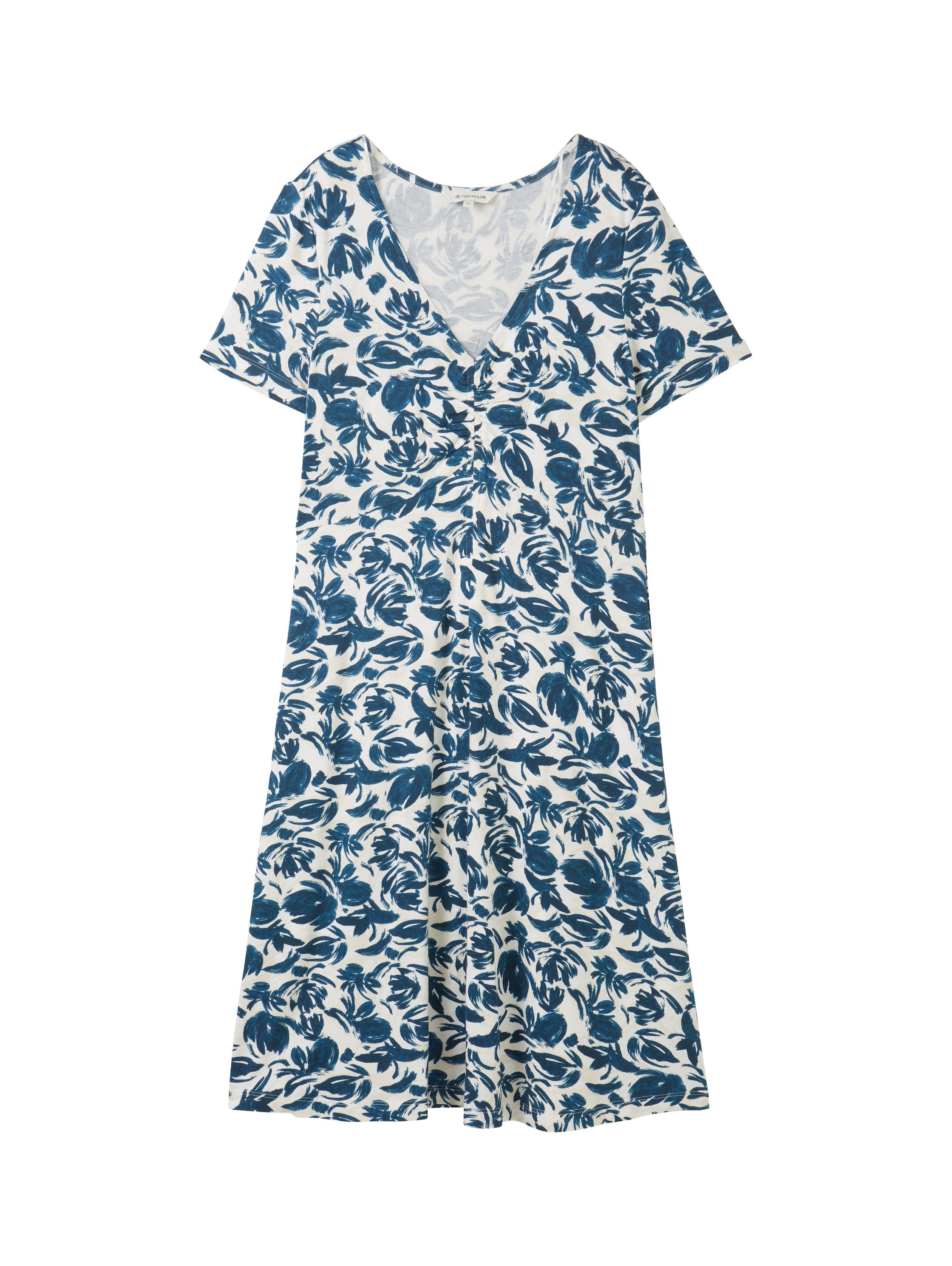 Tom Tailor Mini-jurk met allover-print en v-hals