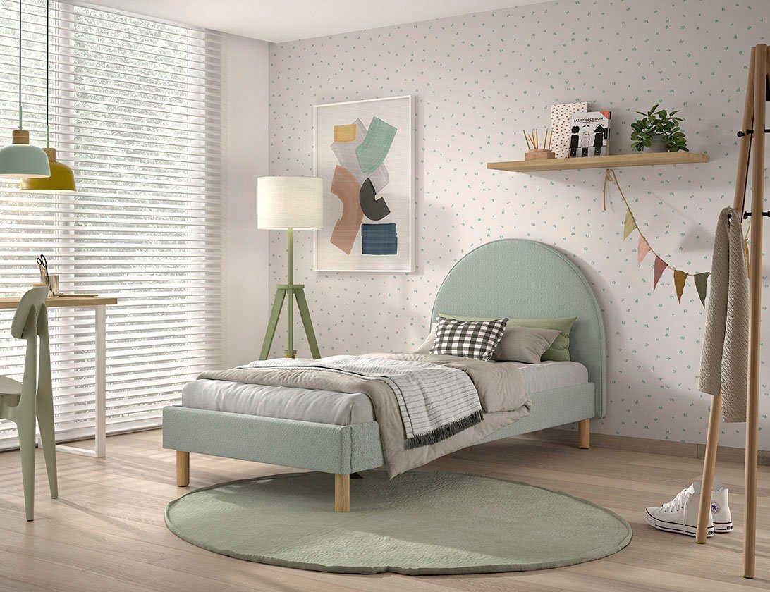 Vipack Gestoffeerd bed Moon, met fluffy bouclé stof in verschillende kleuren