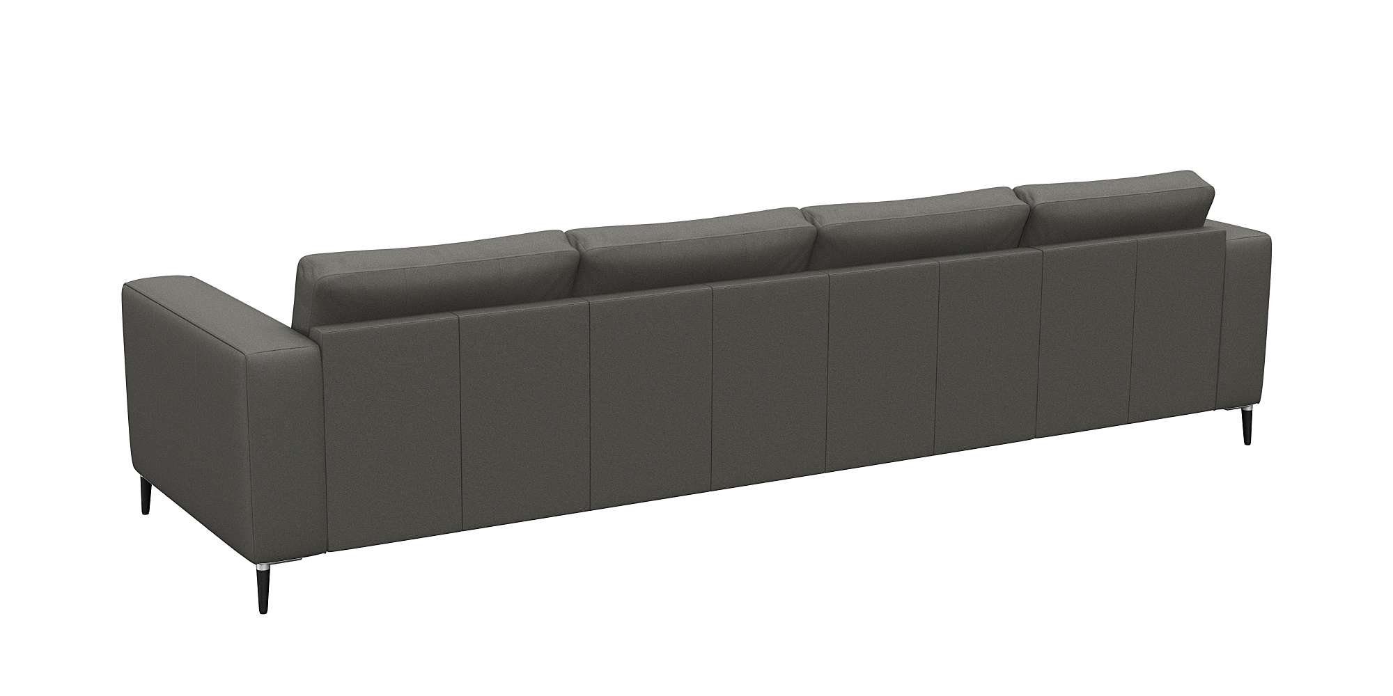FLEXLUX Hoekbank Fiore, L-vorm brede armleuningen, koudschuim, poten aluminium + zwart