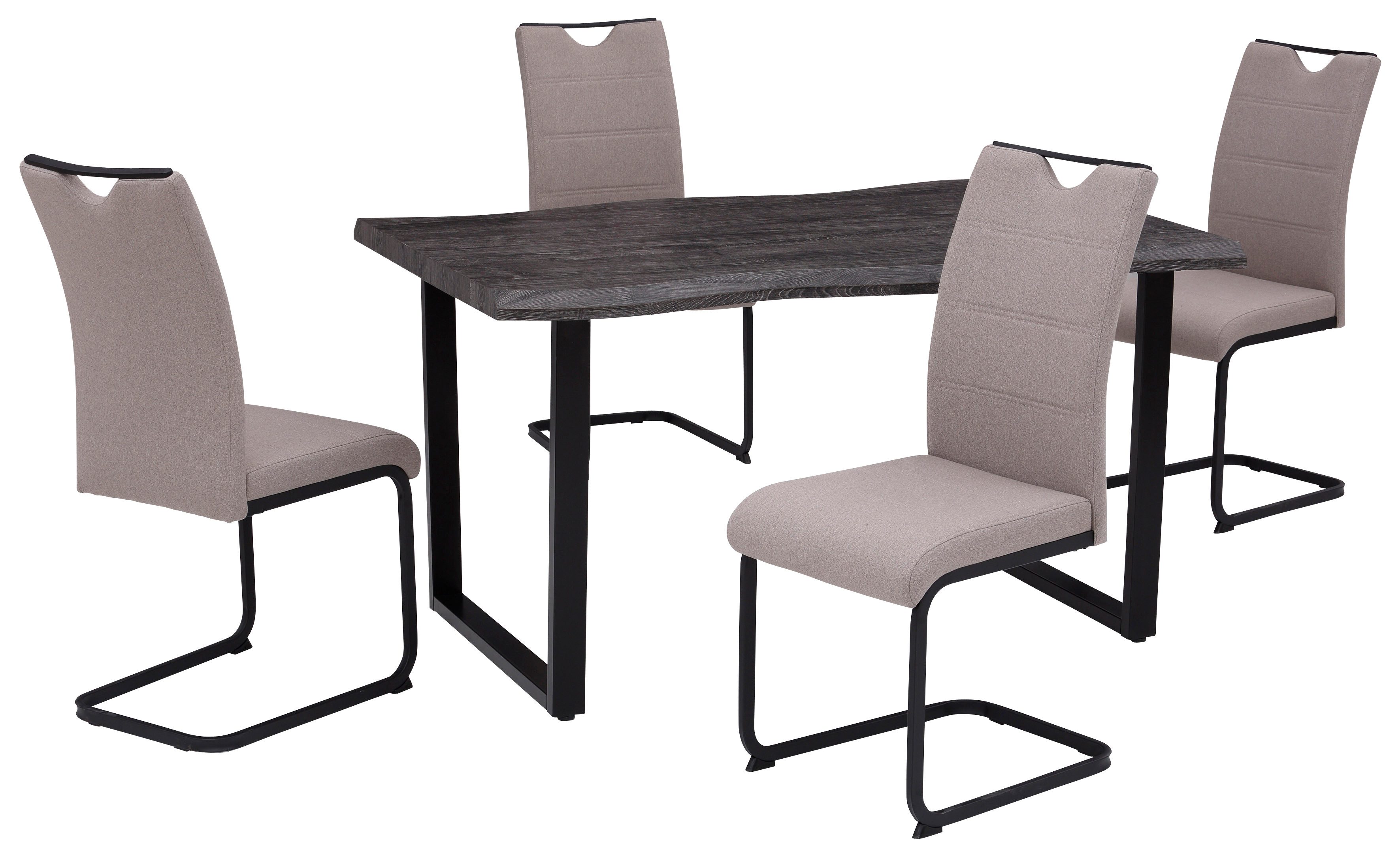 HELA Eethoek GISELLE Eetkamer, Eetgroep, Zitgroep TOPSELLER! Eettafel U-frame metaal, tafelblad met boomrand, OTTOs Choice (set, 5-delig)