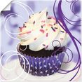 artland artprint cupcake op violet - gebak in vele afmetingen  productsoorten - artprint van aluminium - artprint voor buiten, artprint op linnen, poster, muursticker - wandfolie ook geschikt voor de badkamer (1 stuk) wit