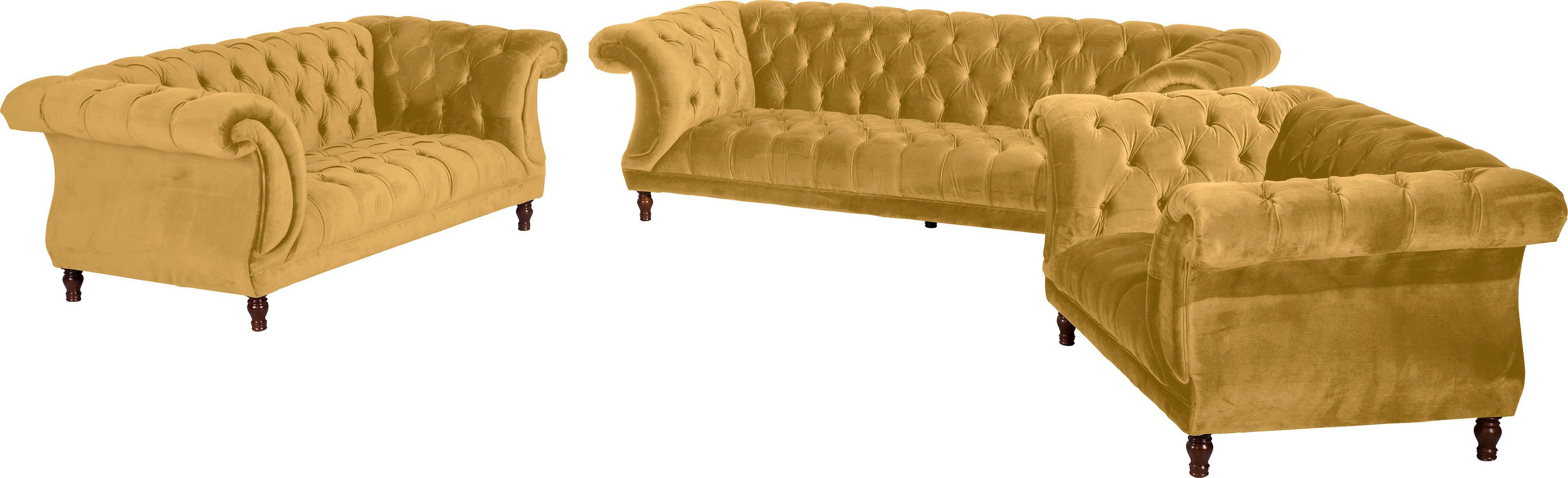 Max Winzer® Loveseat Isabelle, loungestoel Capitonnage & gedraaide poten in beuken notenkleur, breedte 167 cm