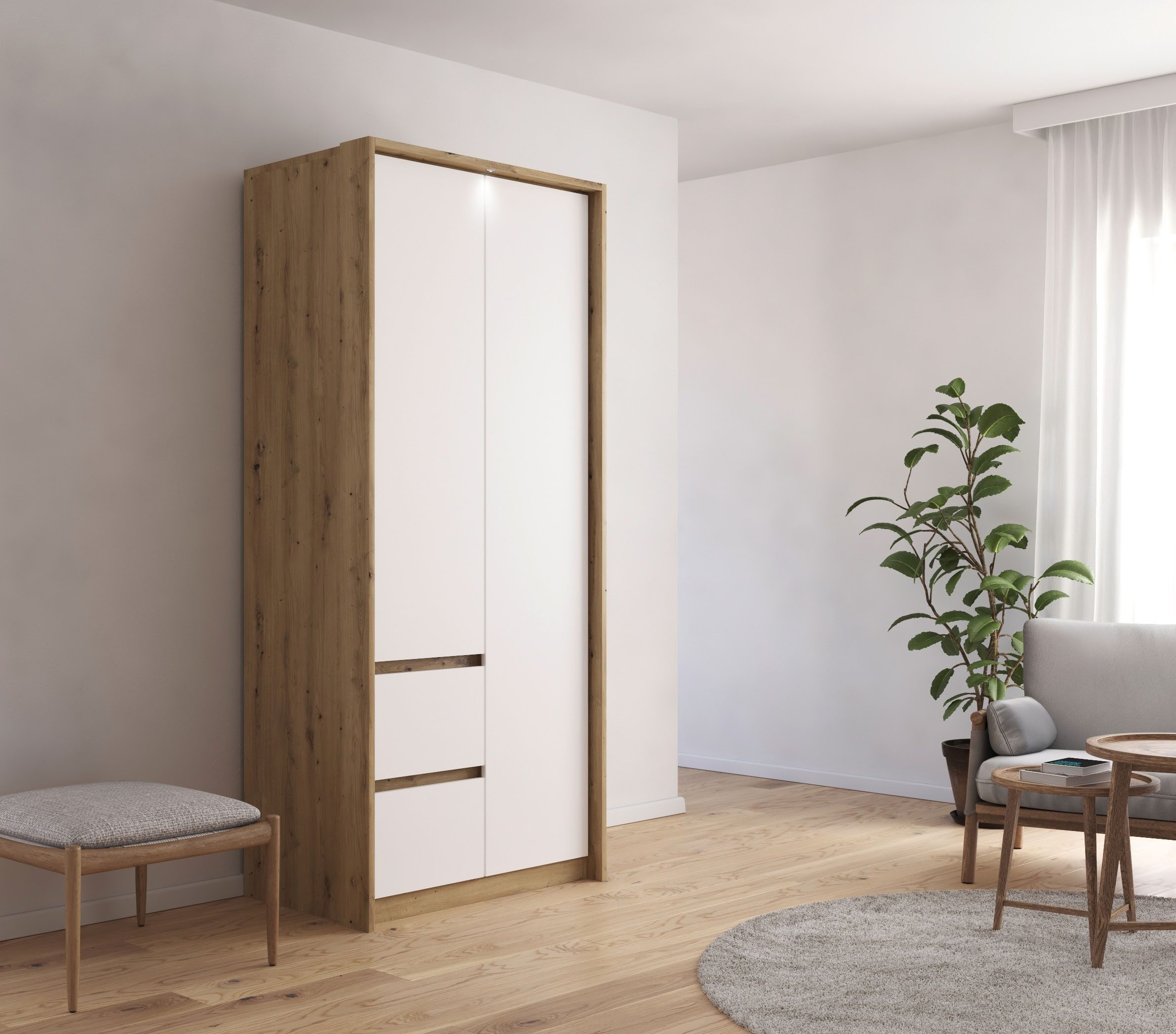 rauch Draaideurkast Mainz met passe-partout optioneel met verlichting, buitendeuren met push-to-openfunctie
