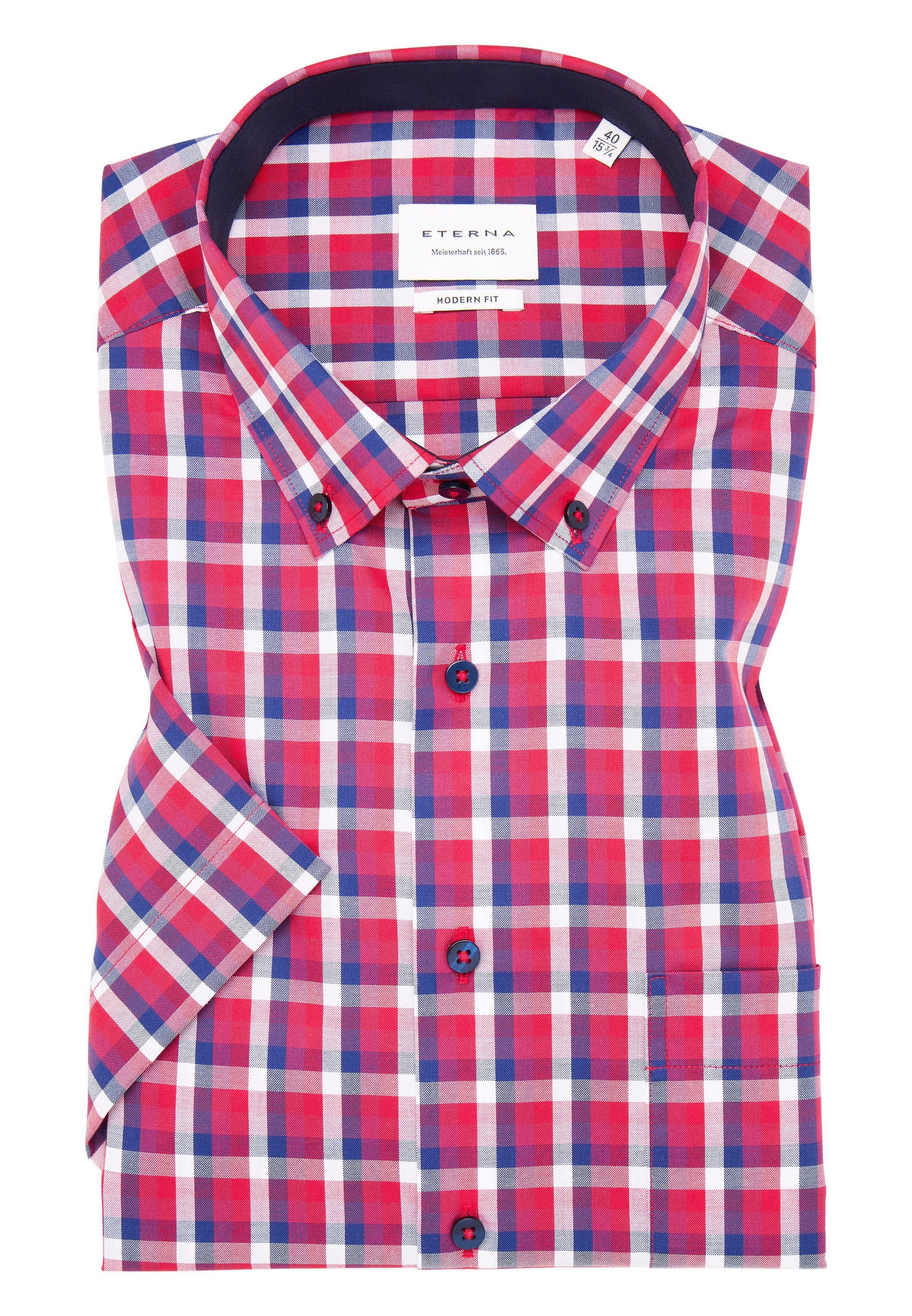 Eterna Overhemd met korte mouwen MODERN FIT NON IRON (strijkvrij)