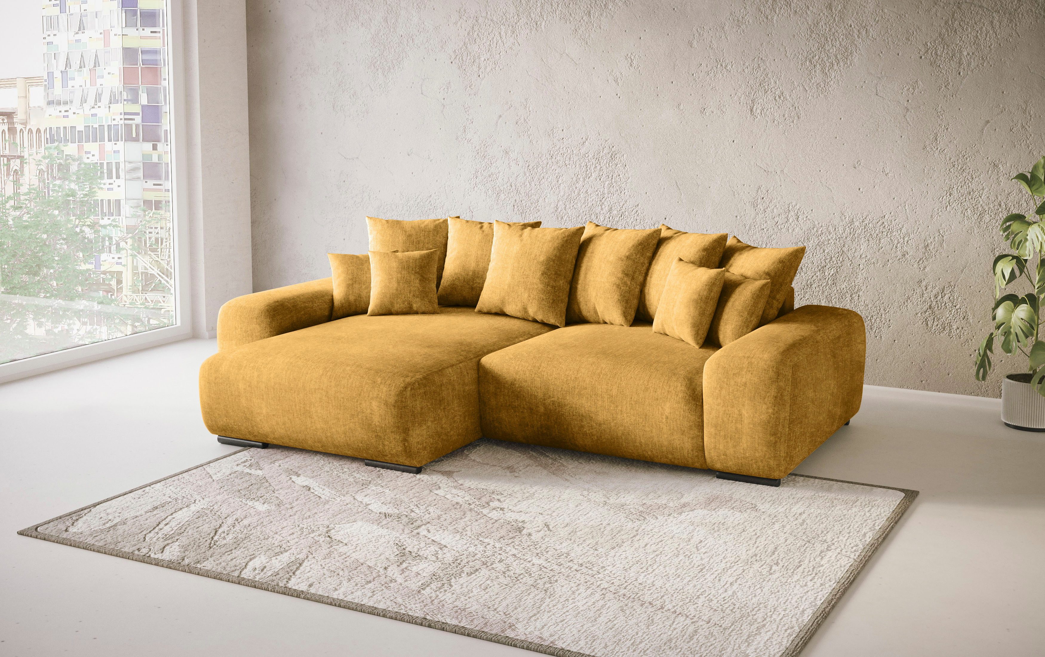 Mr. Couch Hoekbank Sundance L-vorm Doorlopende slaper met EasyBett-slaapfunctie, bedlade