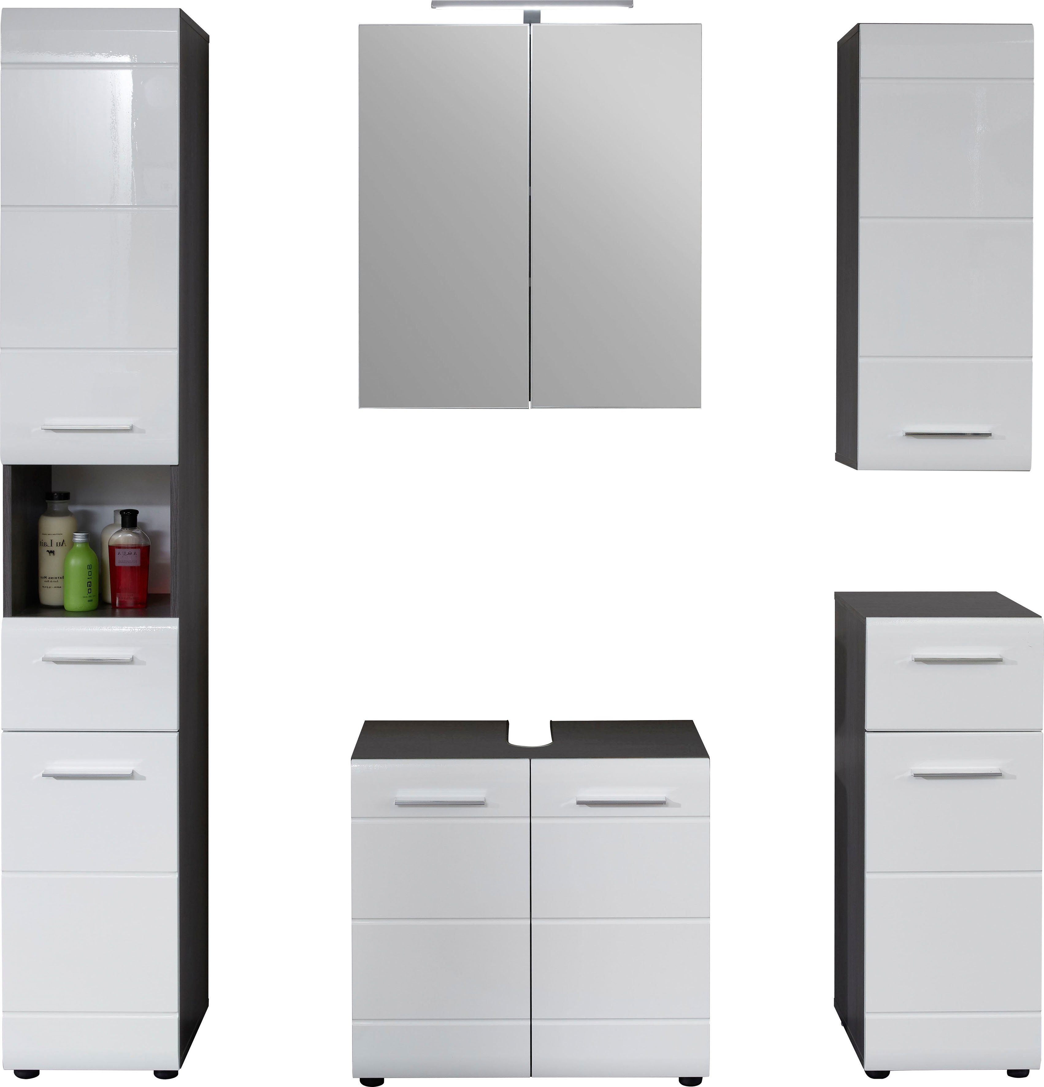INOSIGN Badkamerserie Sovana Badkamermeubels met hoogglanzende fronten inclusief opbouwverlichting (set, 5-delig)