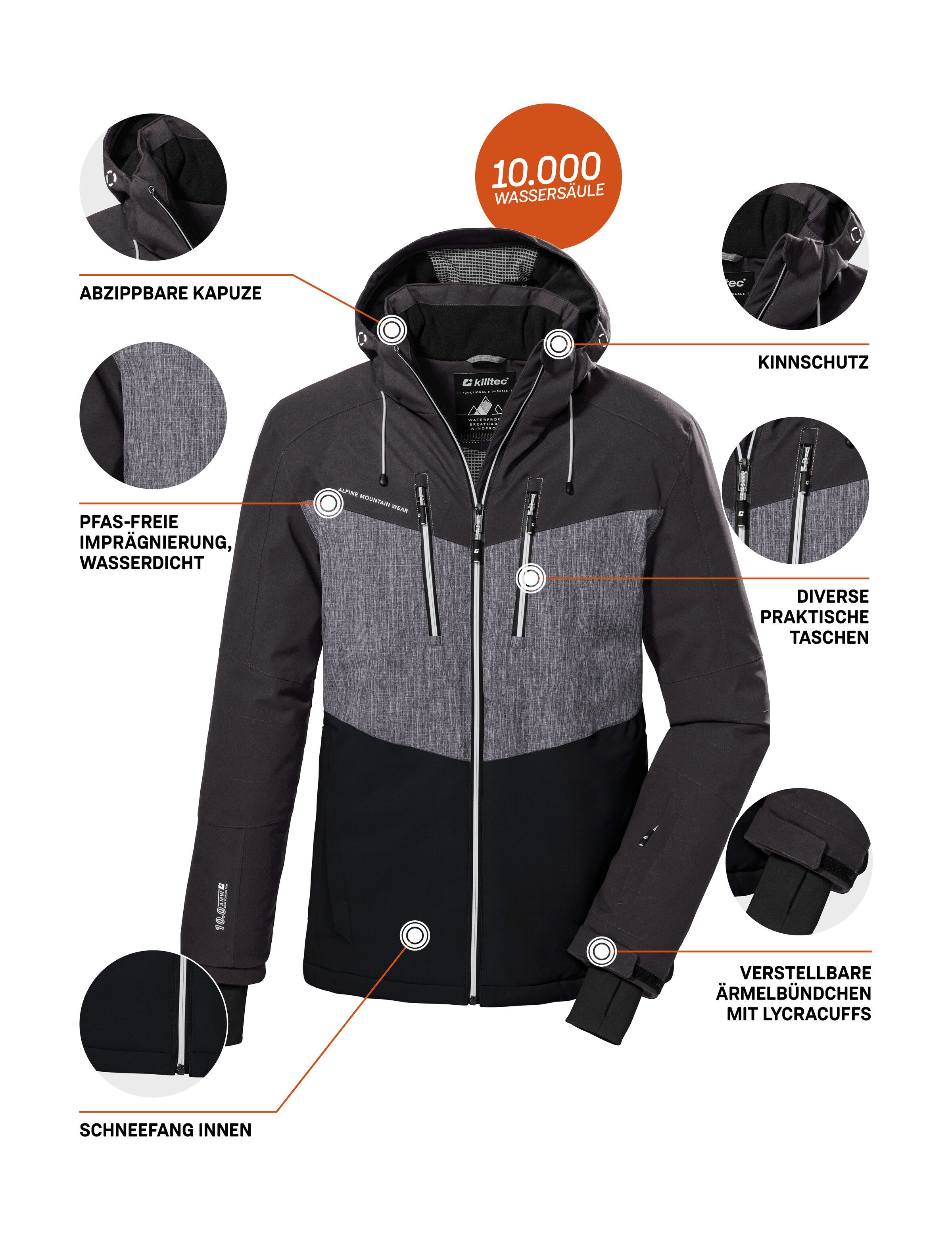 Killtec Ski-jack KSW 45 MN SKI JCKT Trendy, waterdichte ski-jas met afneembare kap en sneeuwvanger