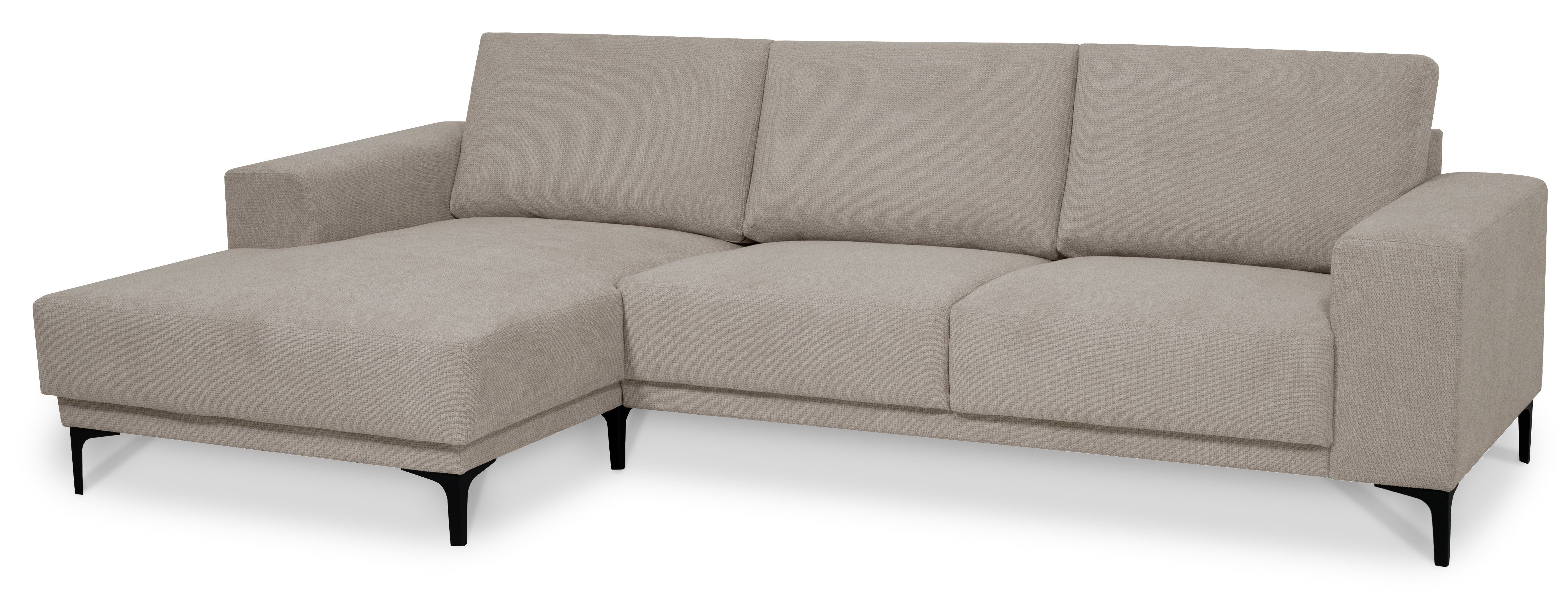 Places of Style Hoekbank Xander, L-model, Breedte 280 cm, soft-touch chenille, zwarte metalen voeten