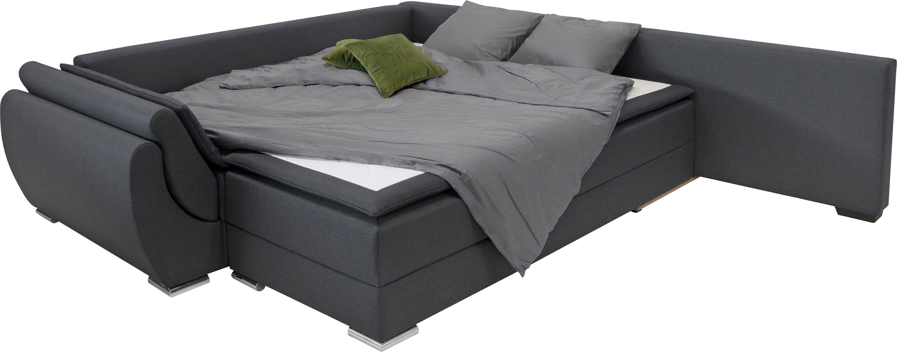 INOSIGN Hoekbank Göteborg met boxspring-slaapfunctie en bedkist, bedfunctie, topmatras