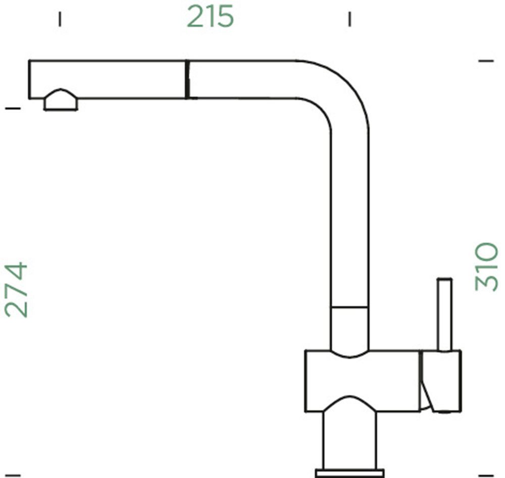 Schock Keukenkraan EPOS Hogedruk, uittrekbare uitloop, roestvrij staal look