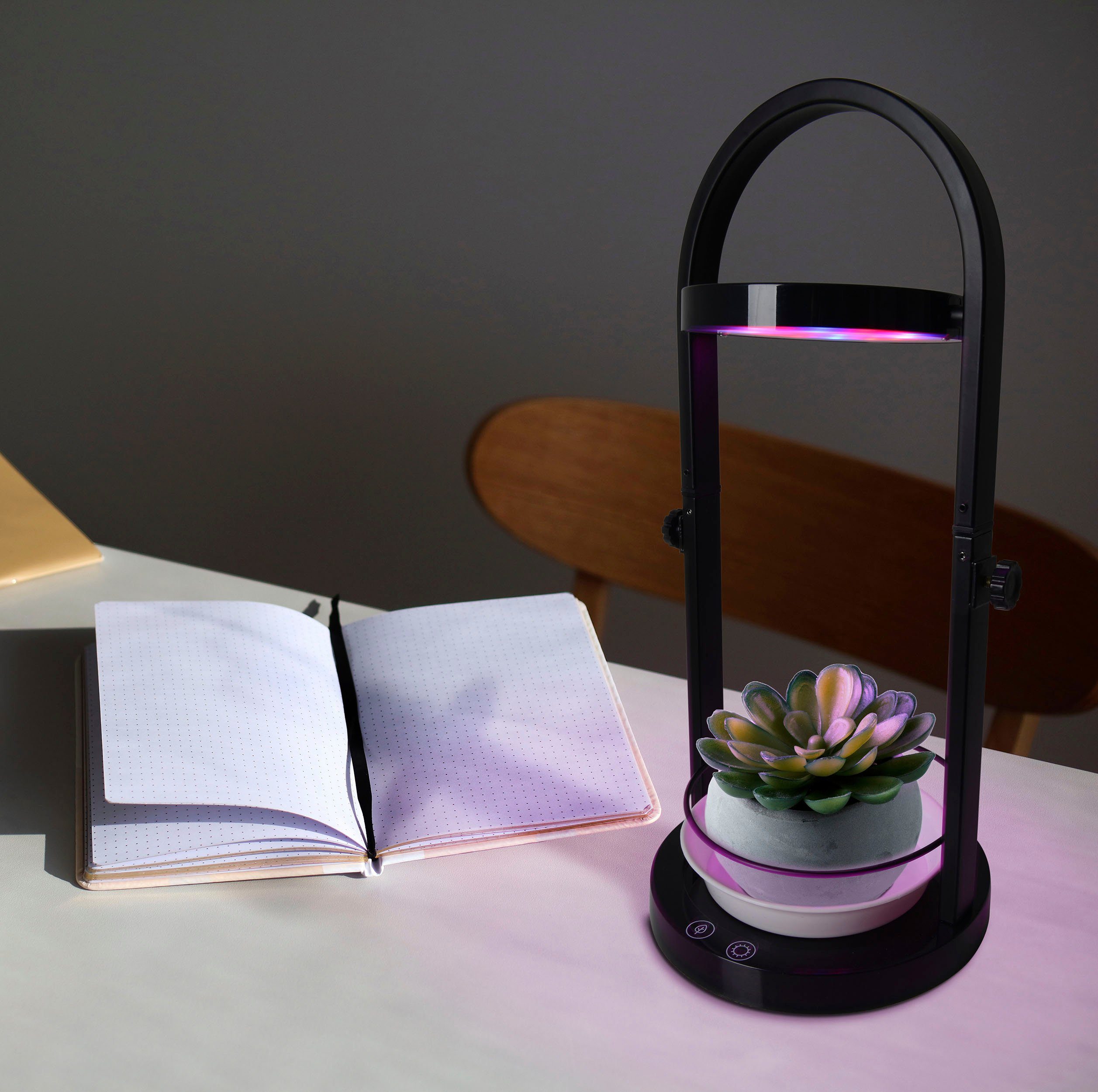 näve Led-tafellamp Grow Light Groeilamp, USB-kabel, in hoogte verstelbaar, zwart (1 stuk)