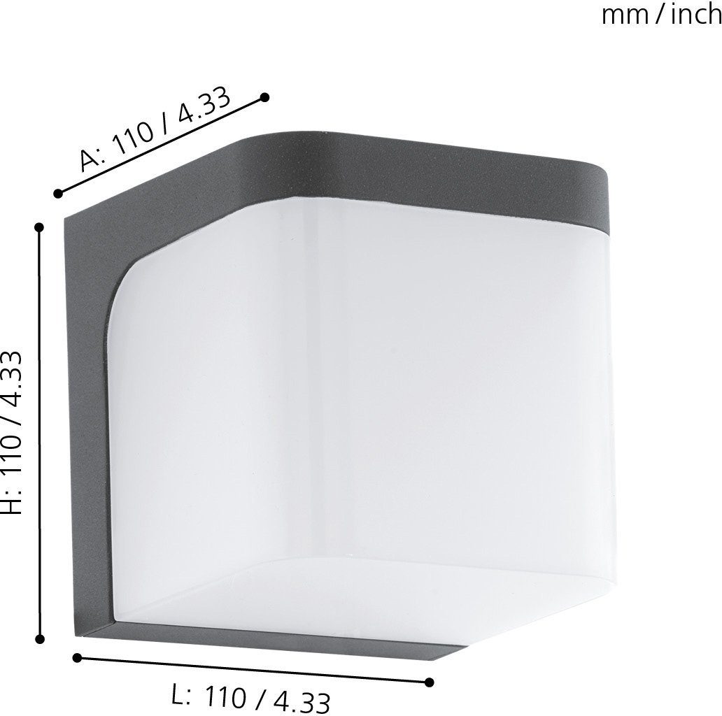 EGLO Wandlamp JORBA LED Wandlamp, gegoten aluminium en kunststof, IP44, buitenlamp, lamp (1 stuk)