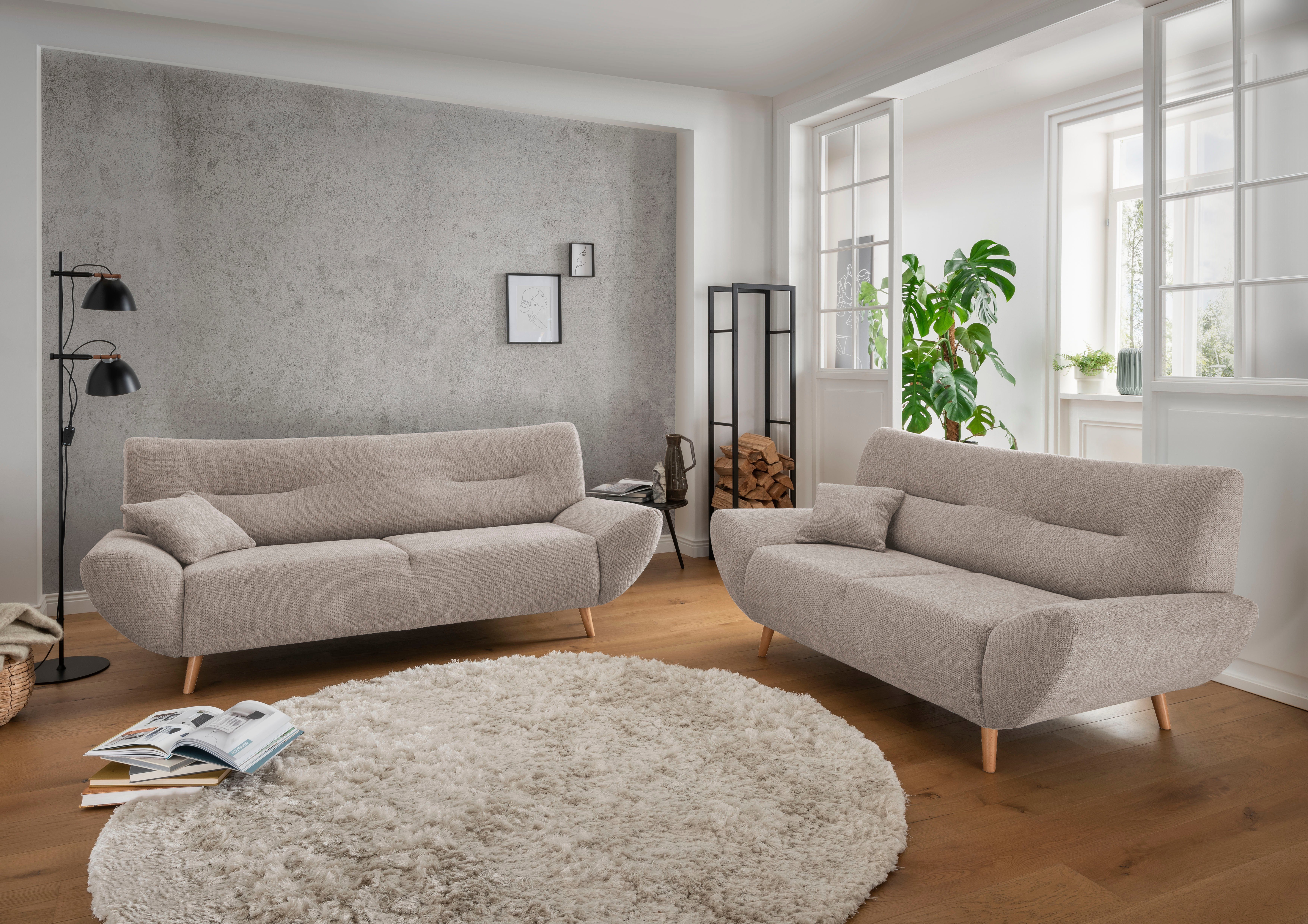 INOSIGN 3-zitsbank Drago, elegant en tijdloos, comfortabel, met houten voet