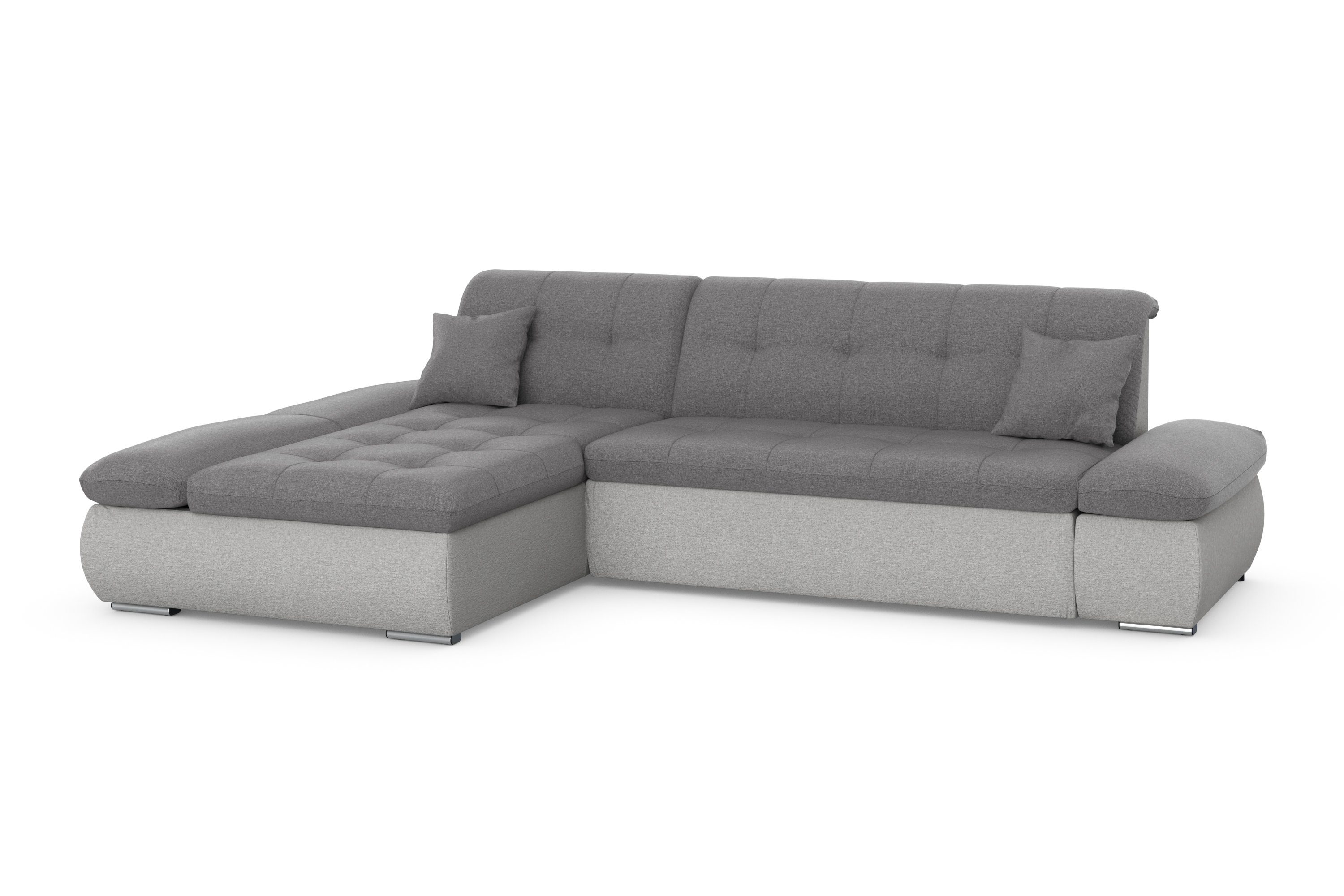 DOMO collection Hoekbank Moric, L-vorm, XXL-bank - Breedte 300cm keuze met bedfunctie en armleuningverstelling, donkergroen