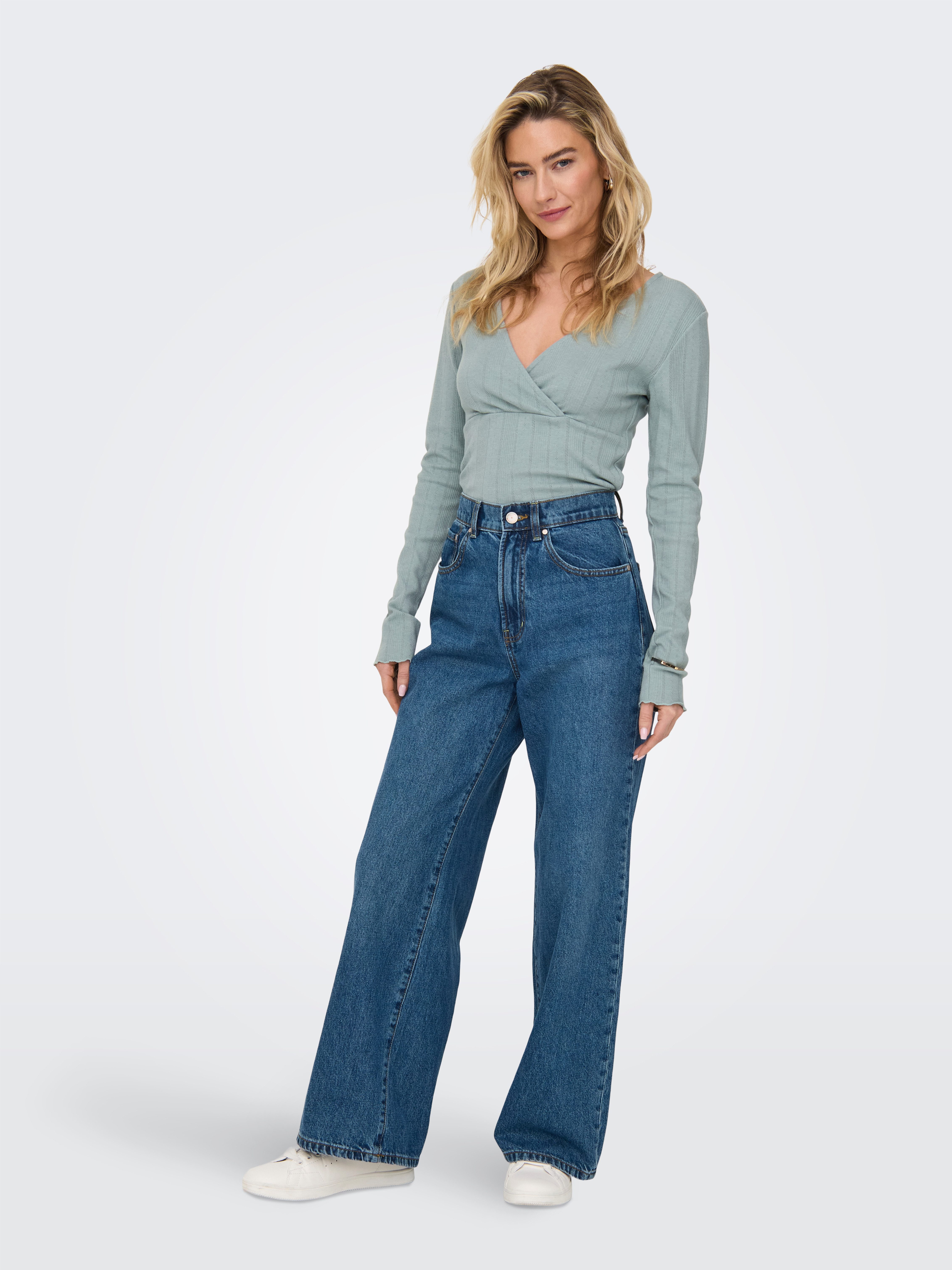 Only Shirt met lange mouwen ONLCARLOTTA L/S WRAP TOP JRS