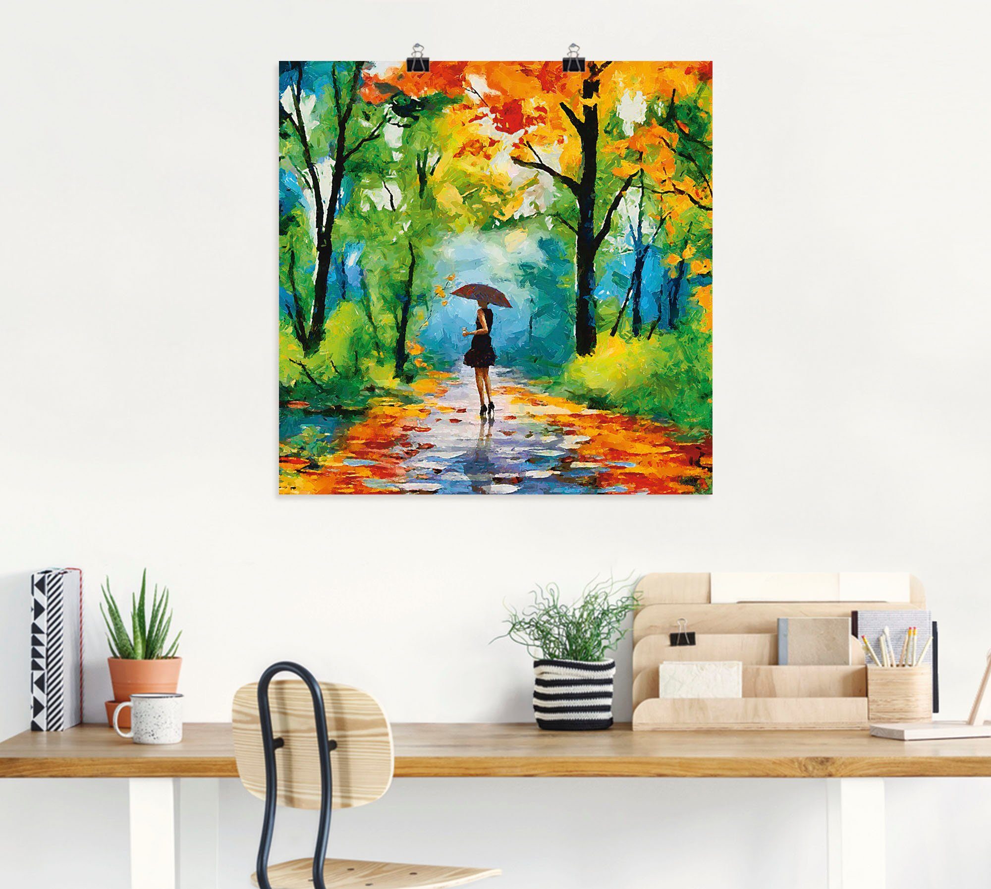 Artland Artprint Herfstige wandeling in het park als artprint van aluminium, artprint voor buiten, artprint op linnen, poster, muursticker