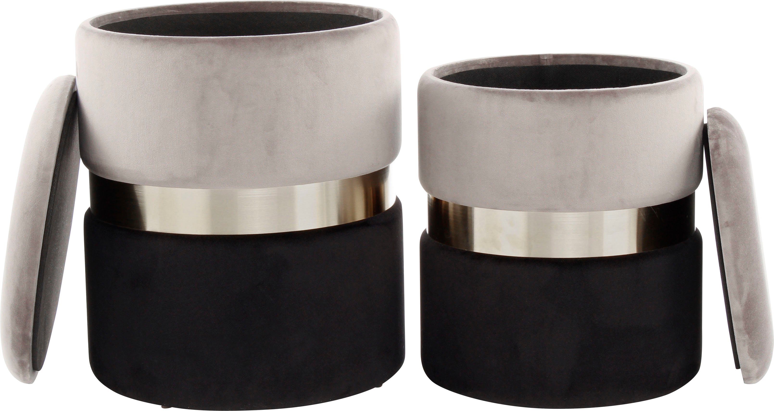 Kayoom Hocker met bergruimte Kruk Zora 125 2-delige set, fluweelzachte stof bekleding, ronde elegante vorm (set, 2 stuks)