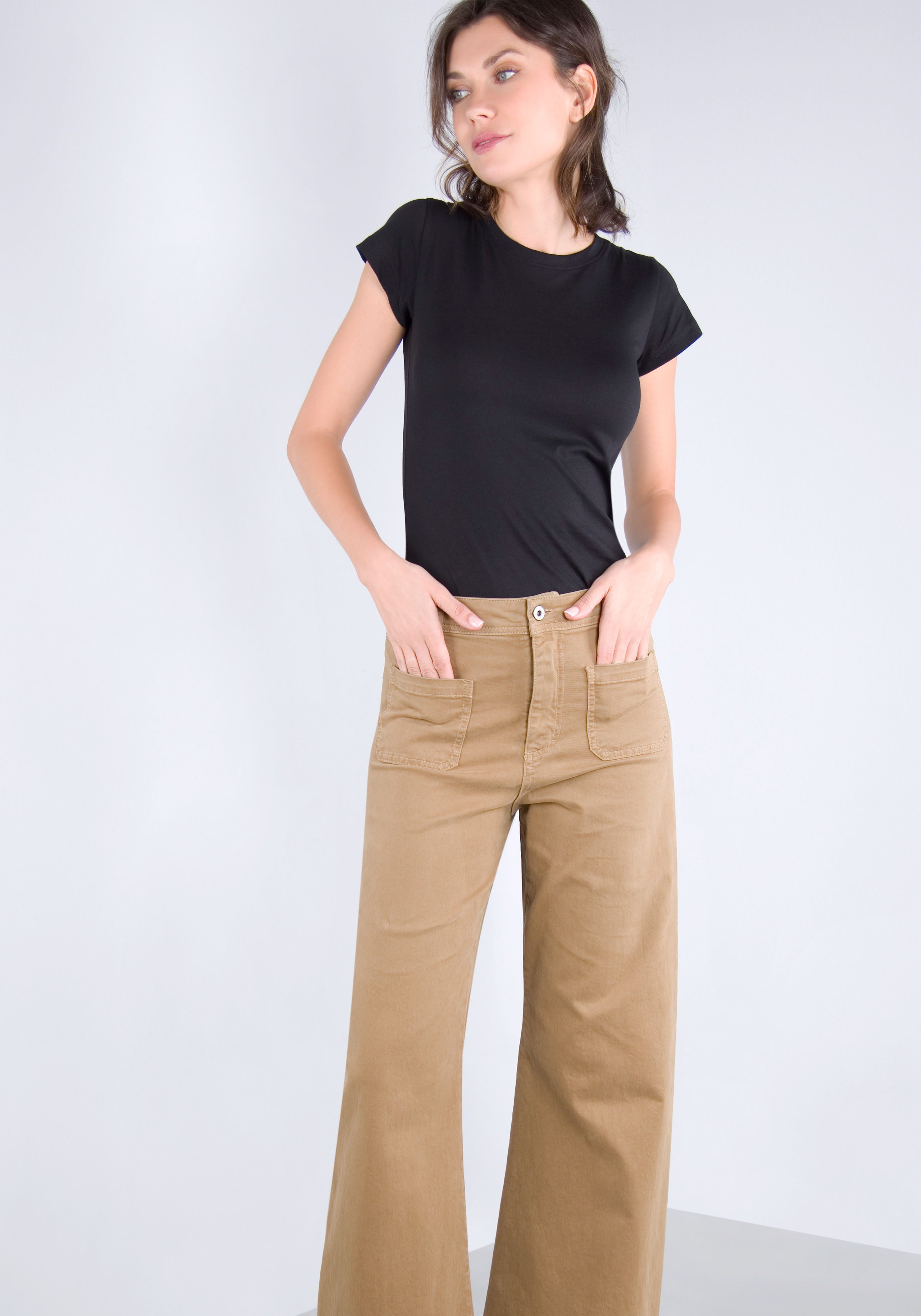 Please Jeans Broek met wijde pijpen van hoogwaardige katoenmix met stretch