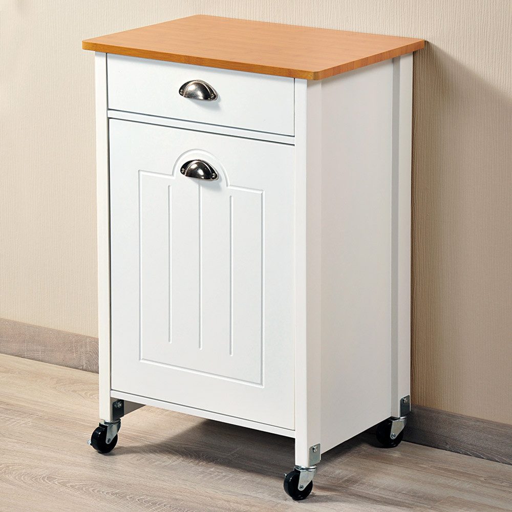 KESPER for kitchen & home Keukentrolley Rollwagen inclusief prullenbak, wit, FSC