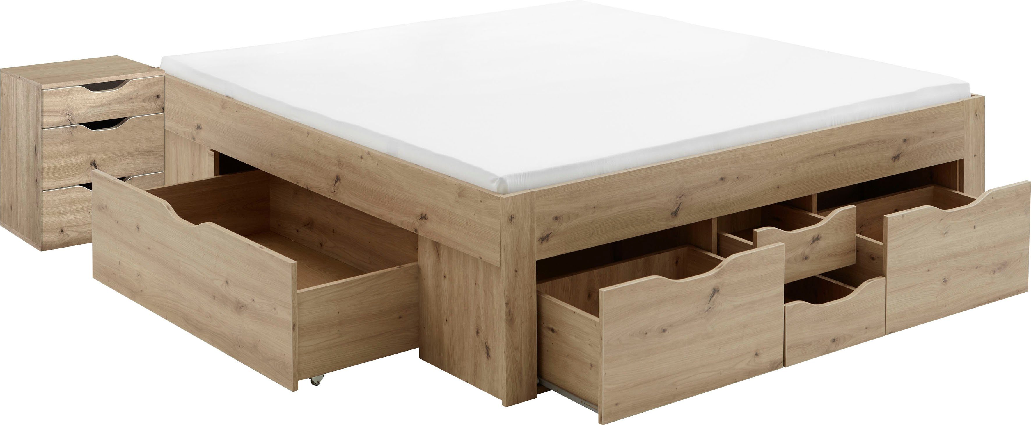 Relita Ledikant met bergruimte met gemakkelijk te onderhouden oppervlak, laden, 2 breedten, 2 decorkleuren