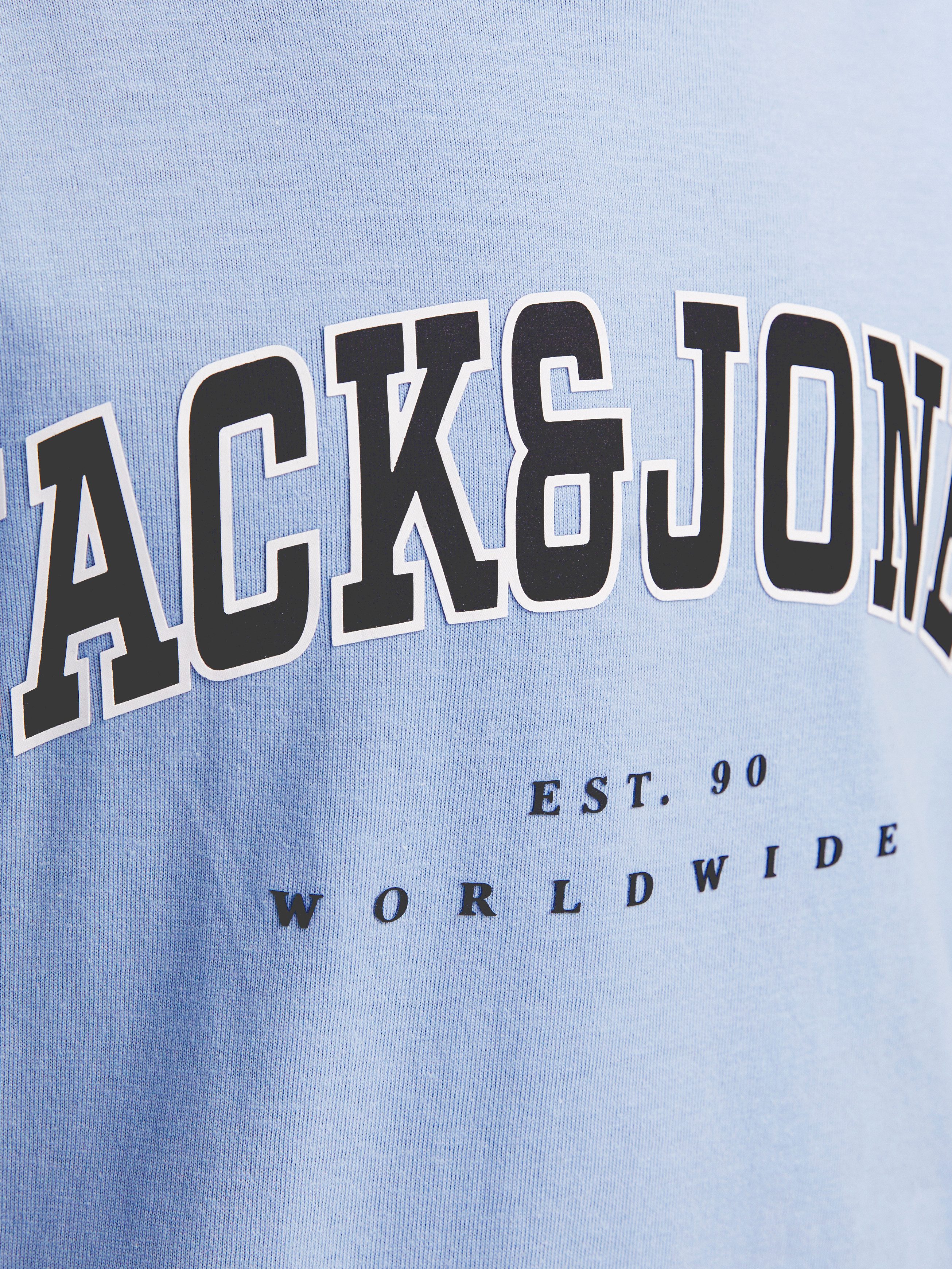 Jack & Jones Junior Shirt met ronde hals JJECALEB VARSITY TEE SS O-NECK NOOS JNR