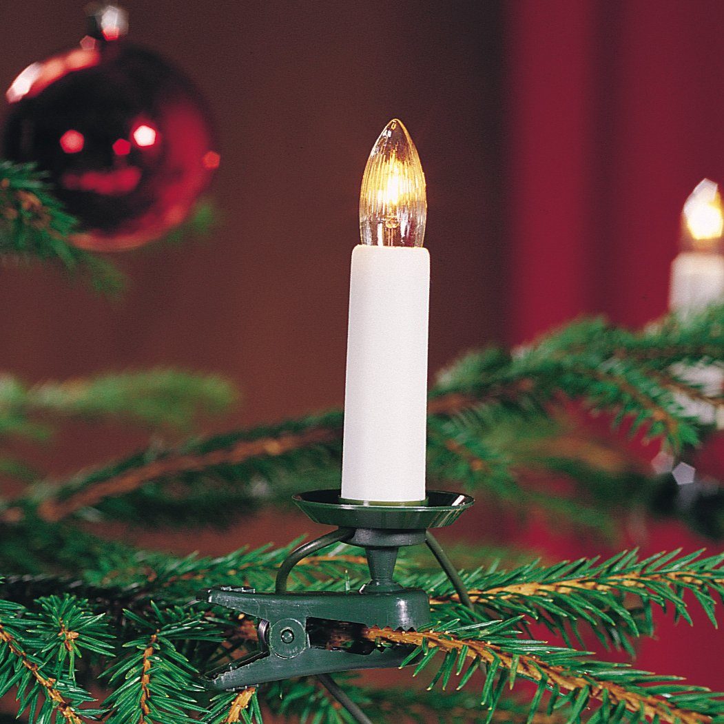 KONSTSMIDE Led-kerstboomkaarsen Kerstversiering, kerstboomdecoratie Led boomsnoer, 35 warmwitte dioden, heldere lampen, groene kabel