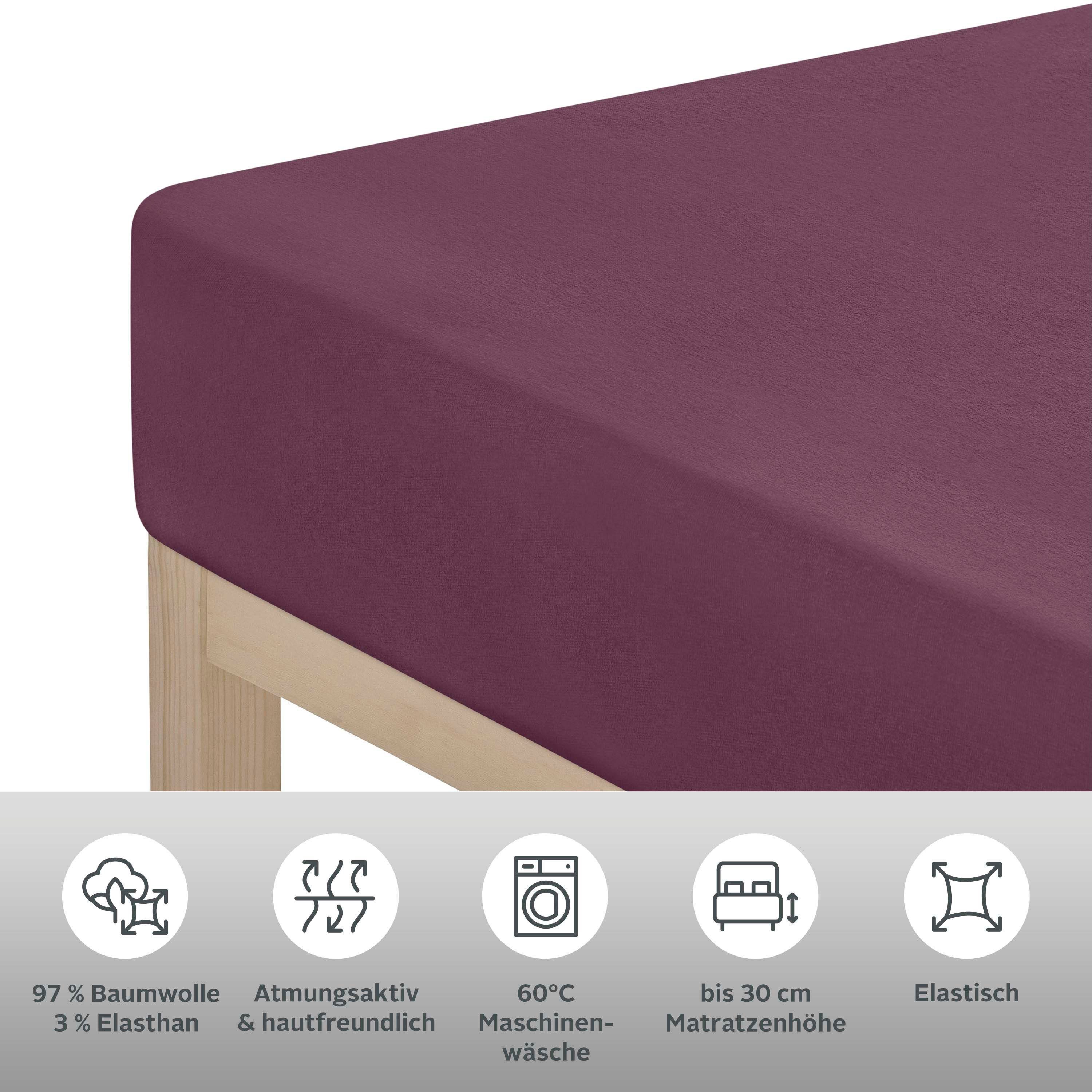 Leonique Hoeslaken Malia in afm. 90x200, 140x200 of 180x200 cm van katoen, voor matrassen tot 30 cm hoogte, laken, hoeslaken (1 stuk)