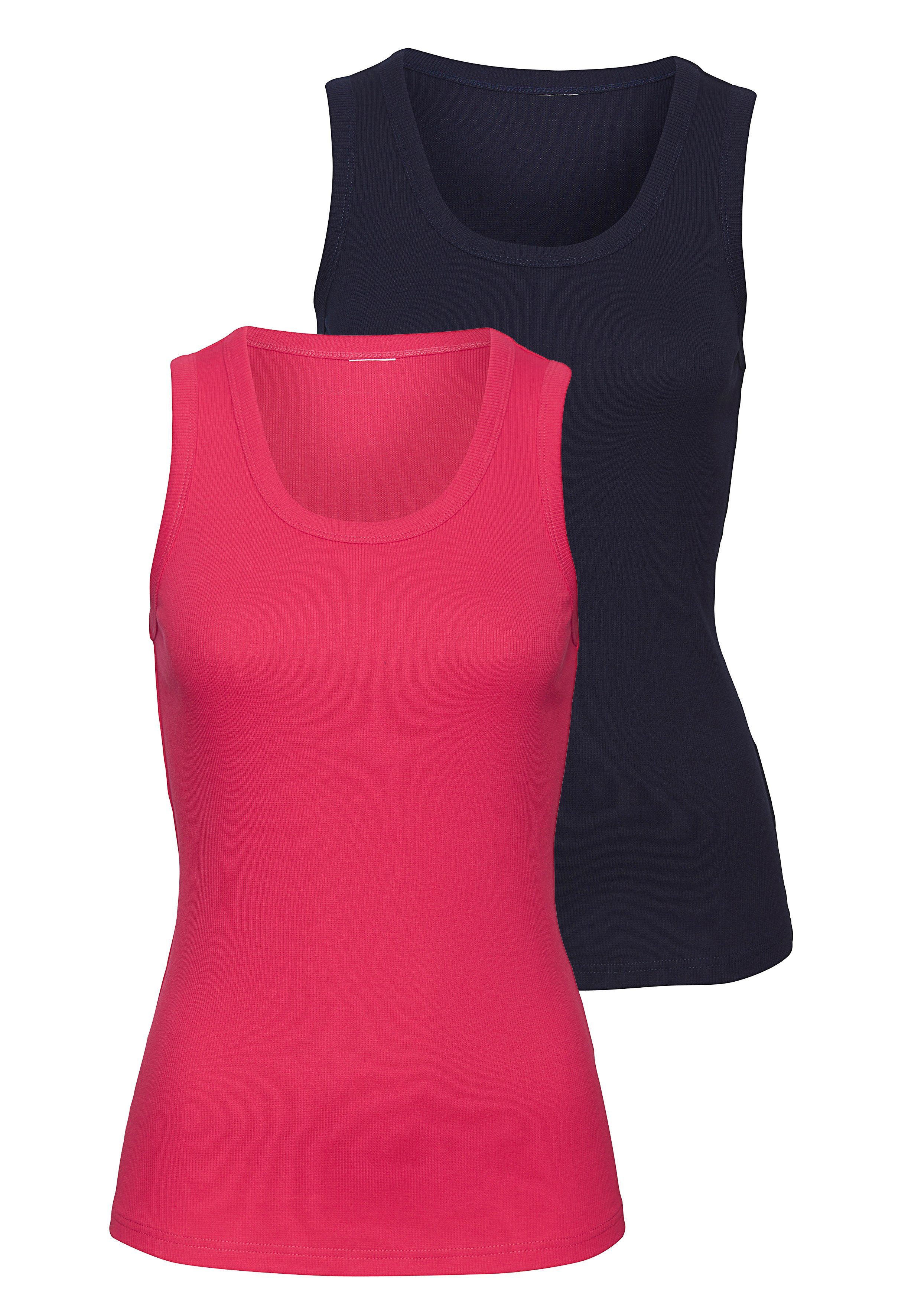 Vivance Tanktop Van zachte rib jersey van zachte katoen-rib kwaliteit (2-delig, Set van 2) dames tanktops maat 36/38 roze