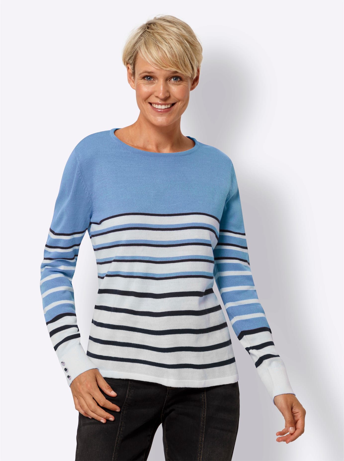 Classic Basics Gestreepte Trui met lange mouwen dames truien maat 54 blauw