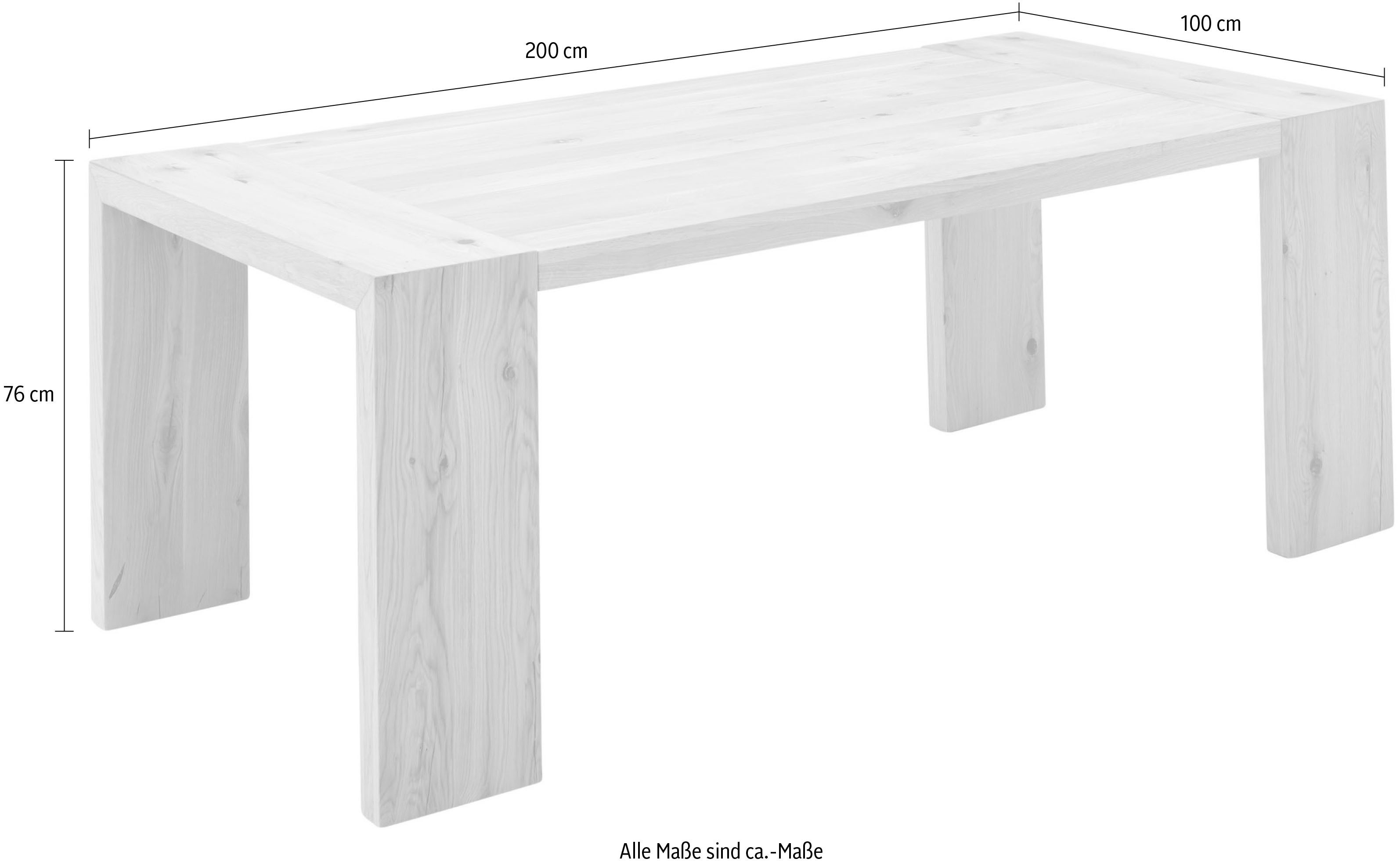 Stolkom Eettafel Anno eettafel eik massief hout geolied, FSC, BxHxD 200x76x100 cm Massief eiken geolied, FSC®-gecertificeerd, oppervlaktebelasting tot 90 kg