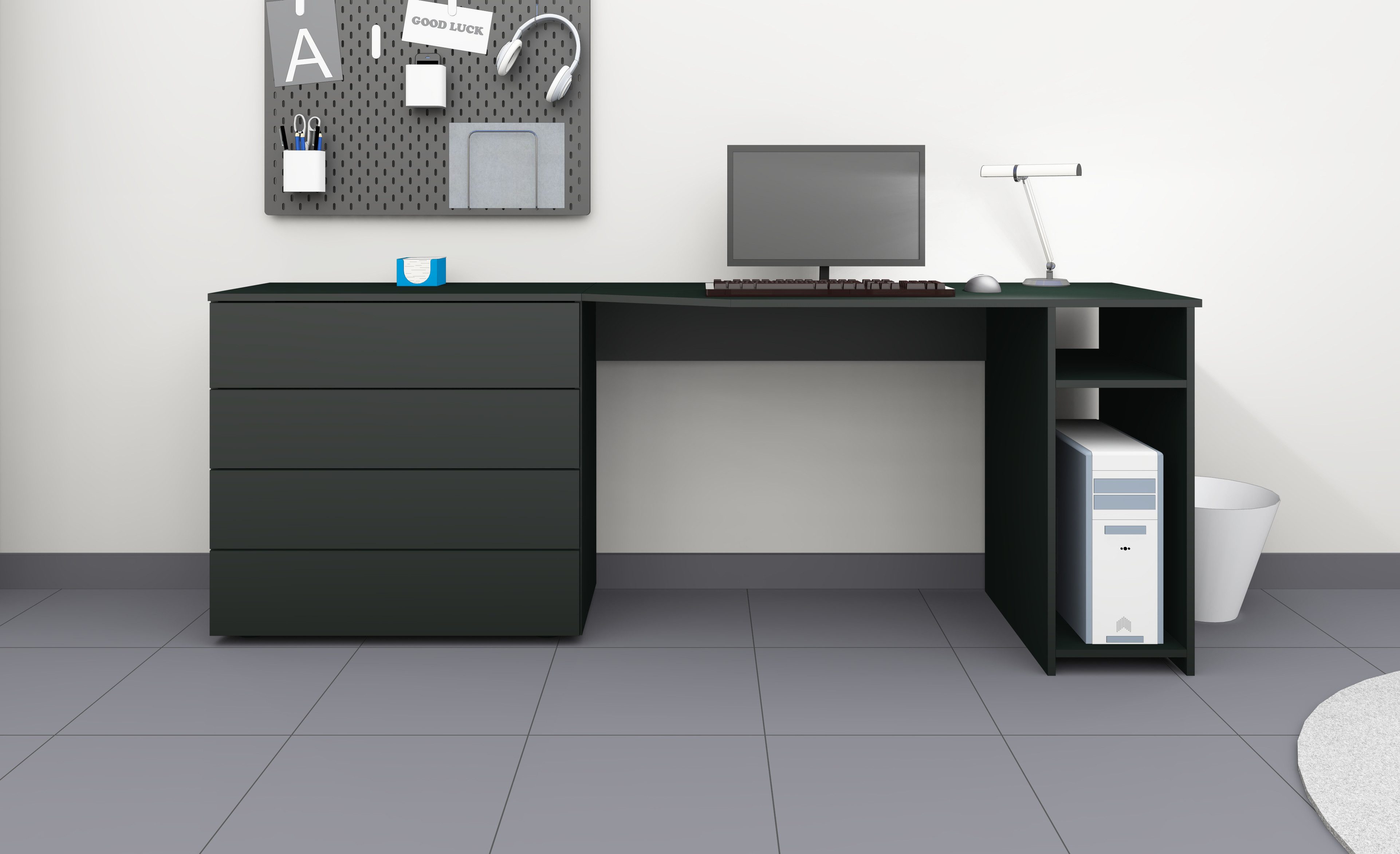 borchardt Möbel Bureau Vaasa Breedte 196 cm, push-to-openfunctie