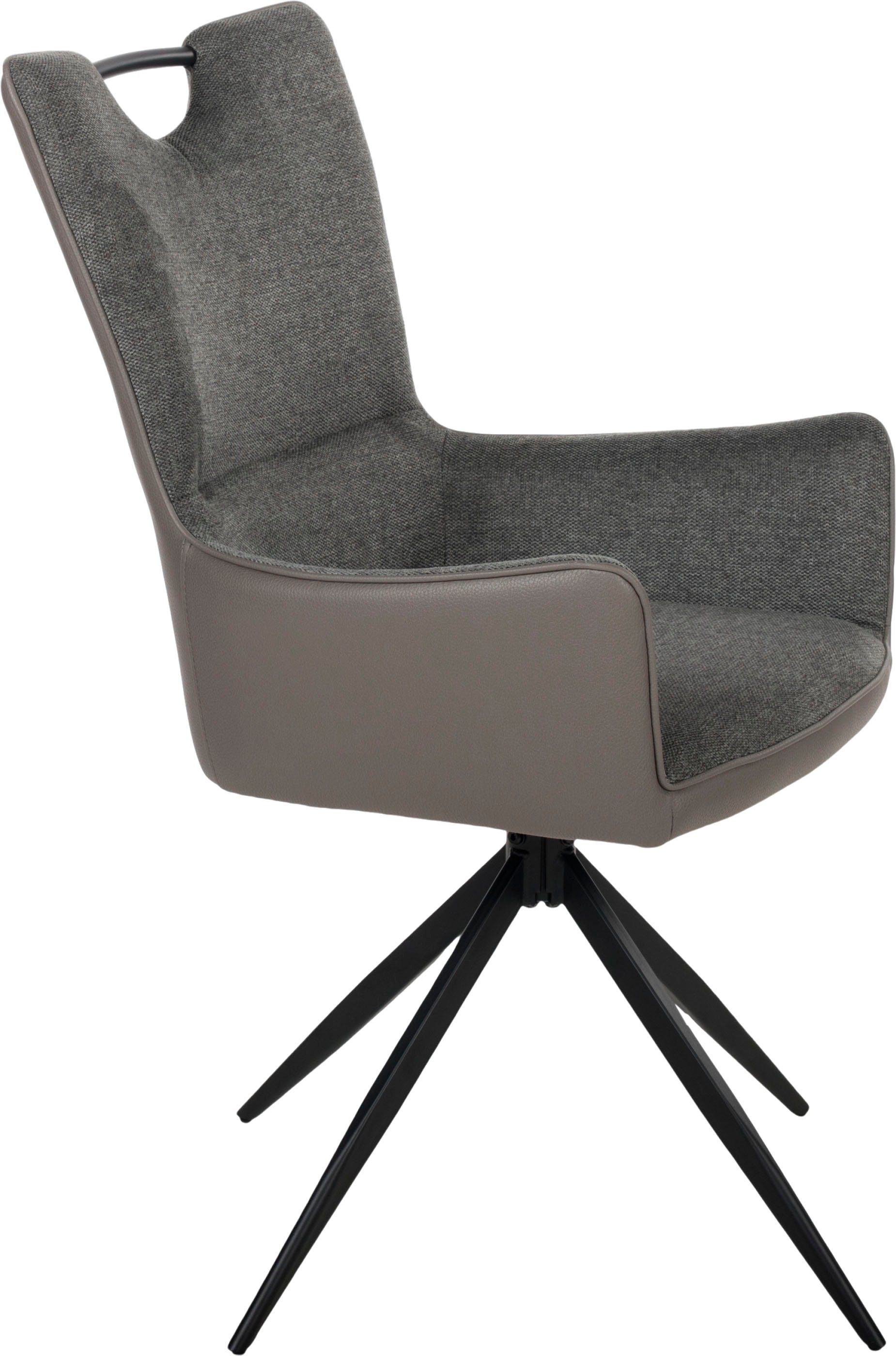 Duo Collection Eetkamerstoel Valeria eetkamerstoel, set van 2 draaibaar, microvezel in leer-look en weefstof met armleuningen en handgreep (set, 2 stuks)