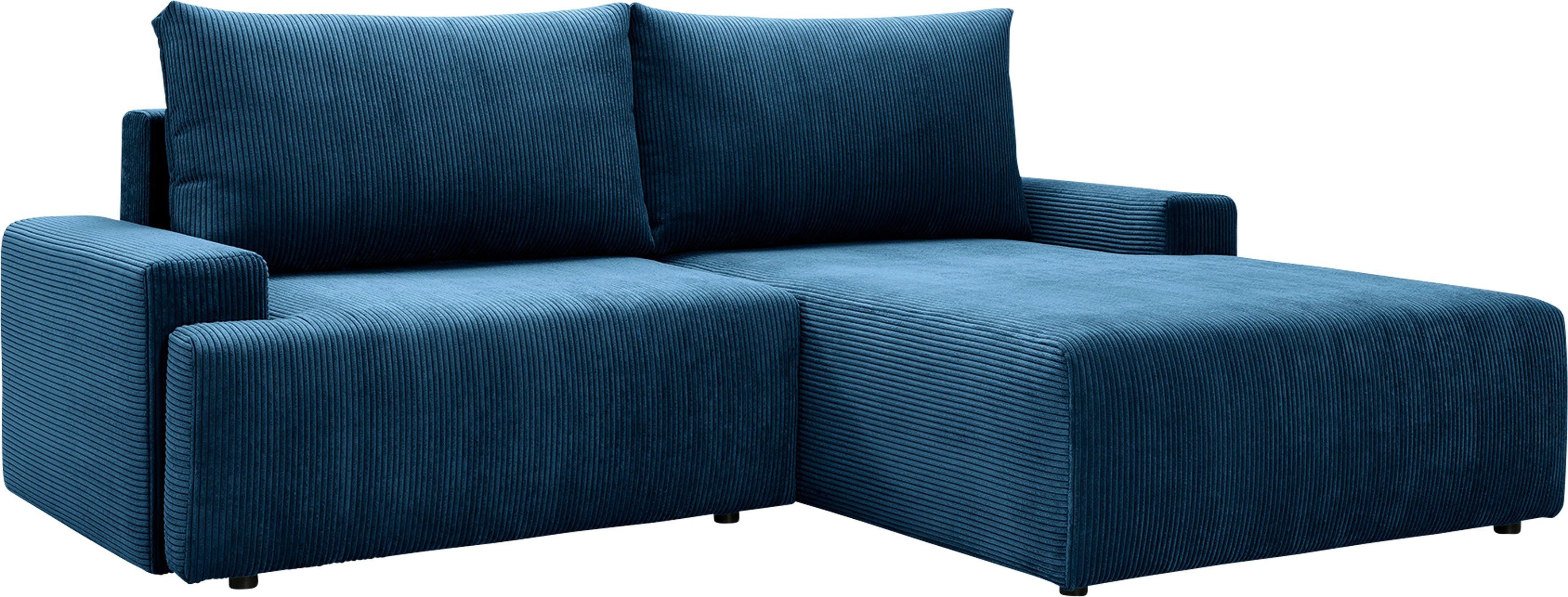 exxpo - sofa fashion Hoekbank Orinoko, actueel design en hoog zitcomfort, L-vorm inclusief bedfunctie en bedlade, mooie kleuren in trendy cord