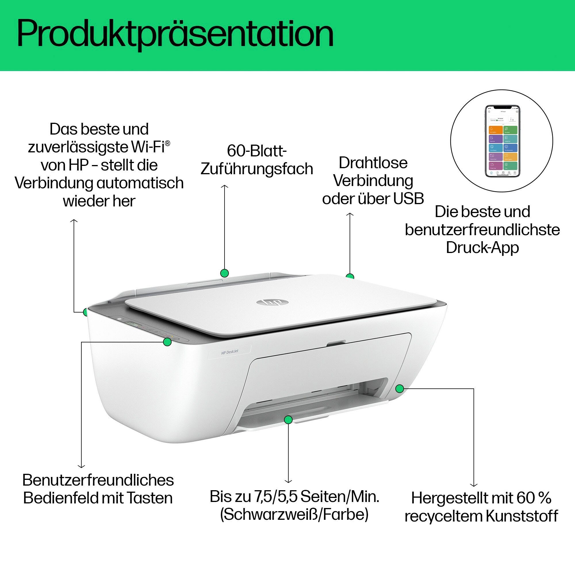 HP All-in-oneprinter DeskJet 2820e inclusief 3 maanden gratis printen met hp instant ink