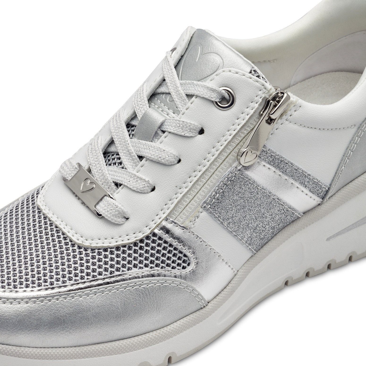 Marco Tozzi Sneakers met sleehak vrijetijdsschoen, lage schoen, veterschoen met buitenrits