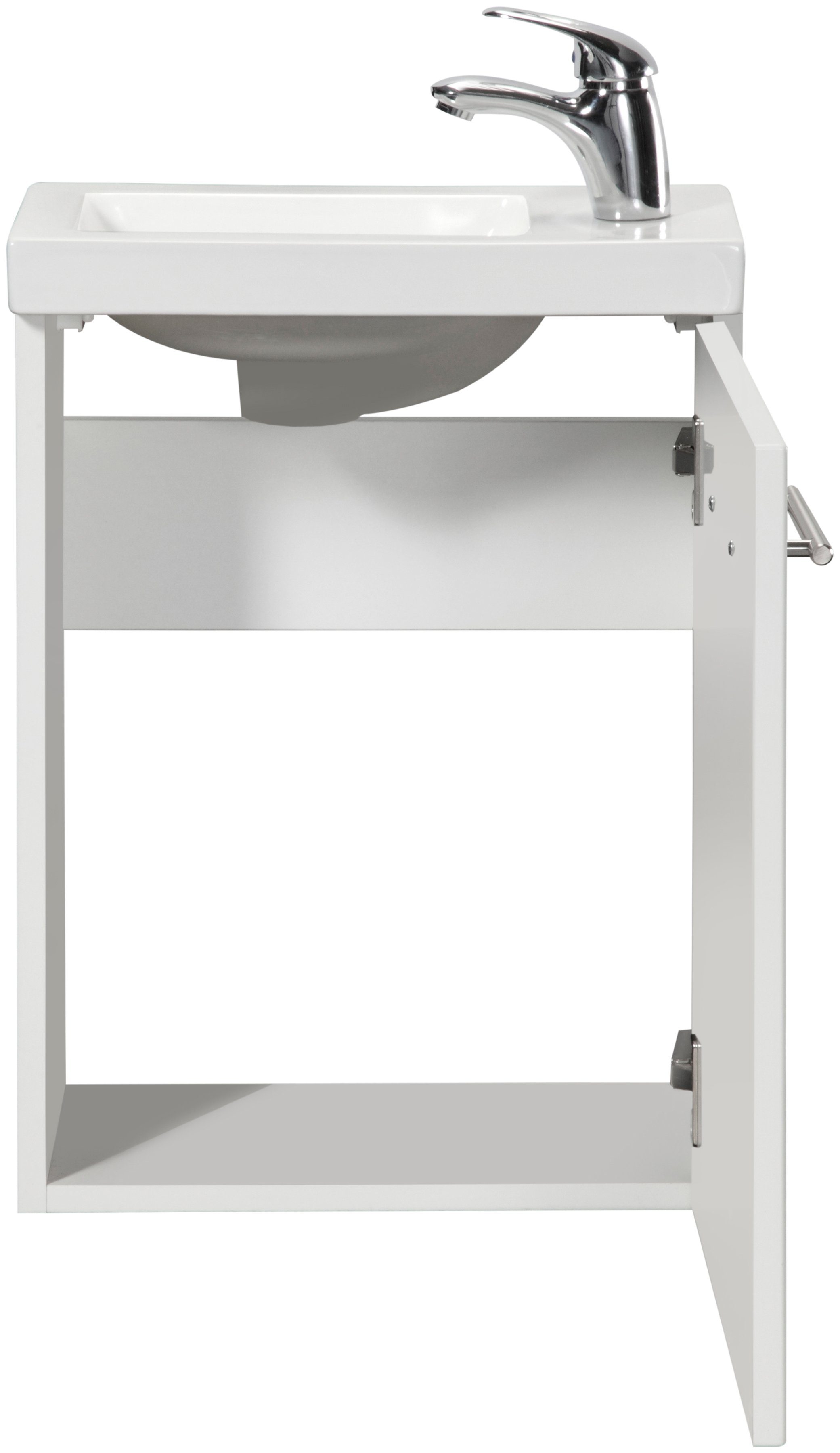 welltime Wastafelmeubel Trento Badkamermeubel breedte 40 cm, gastenbadkamer SlimLine tweede toilet (set, 4-delig)