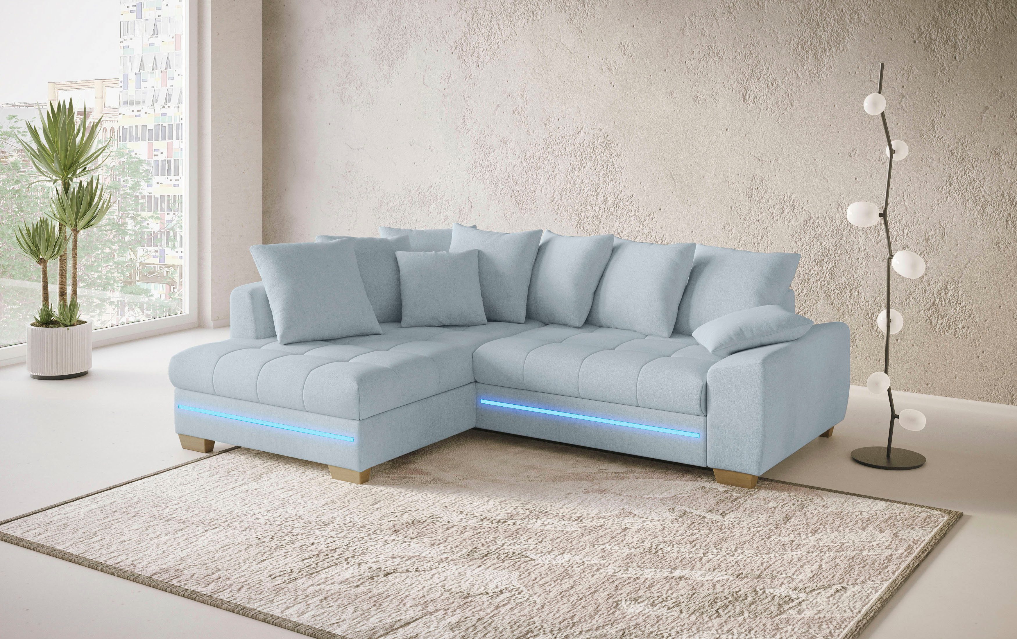 Mr. Couch Hoekbank Nikita II, L-vorm met rgb-led verlichting, optioneel met bed, bedlade, koudschuim