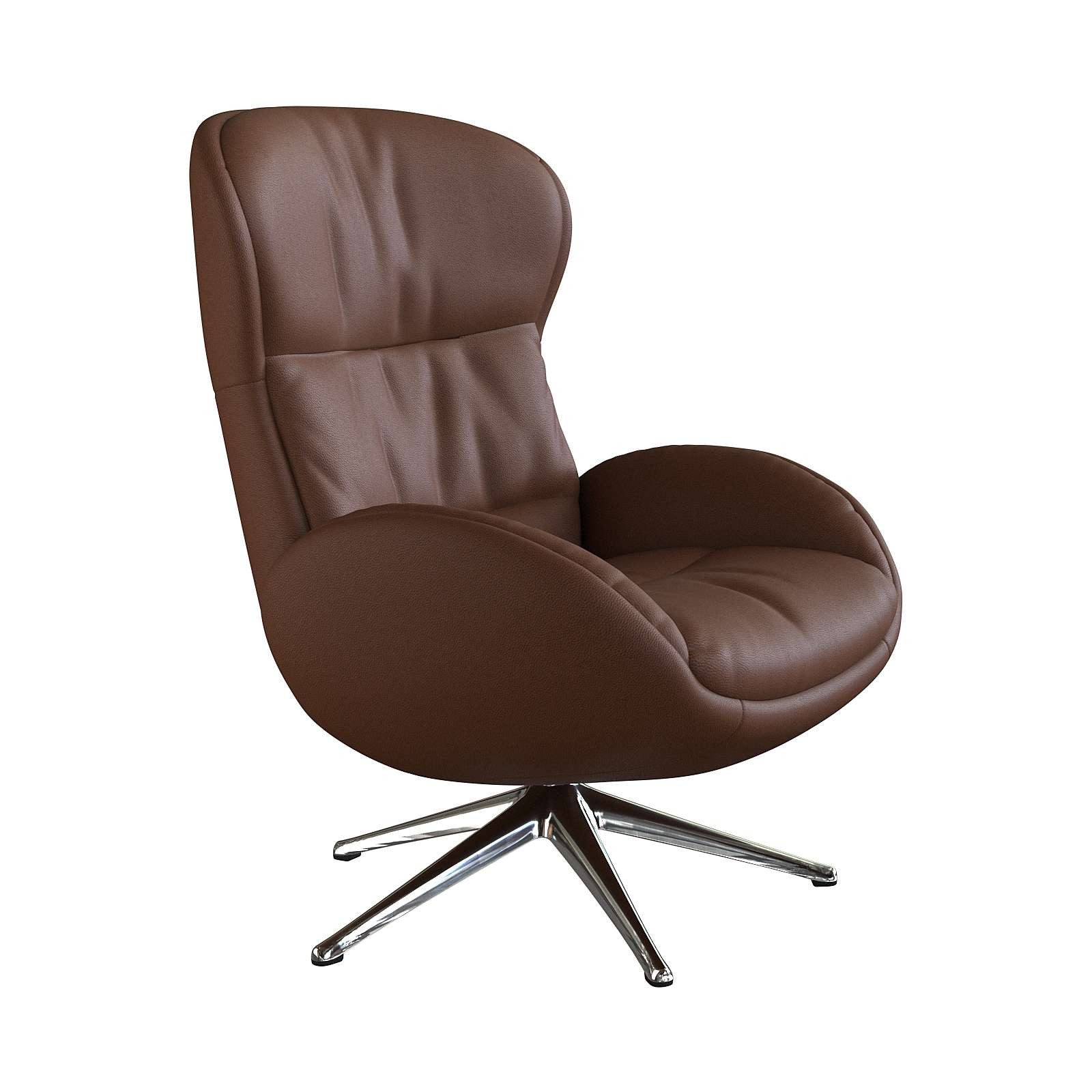 FLEXLUX Relaxfauteuil Haze, TV-stoel, fauteuil, stoffeerstoel Rugdeelverstelling, draaibaar, voet van aluminium tv-fauteuils bruin