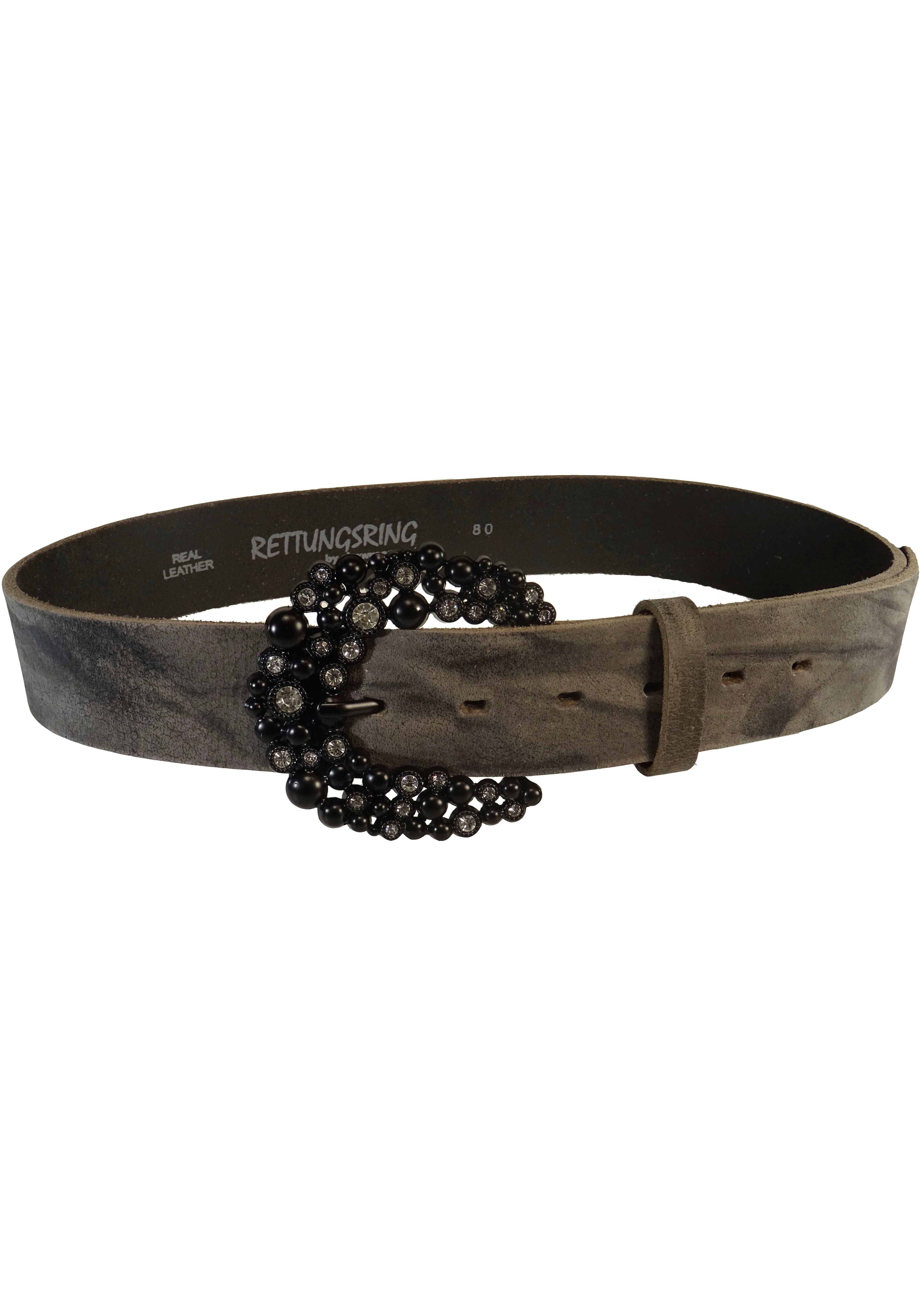 RETTUNGSRING by showroom 019° Leren riem met verwisselbare sluiting "strass steek zwart"