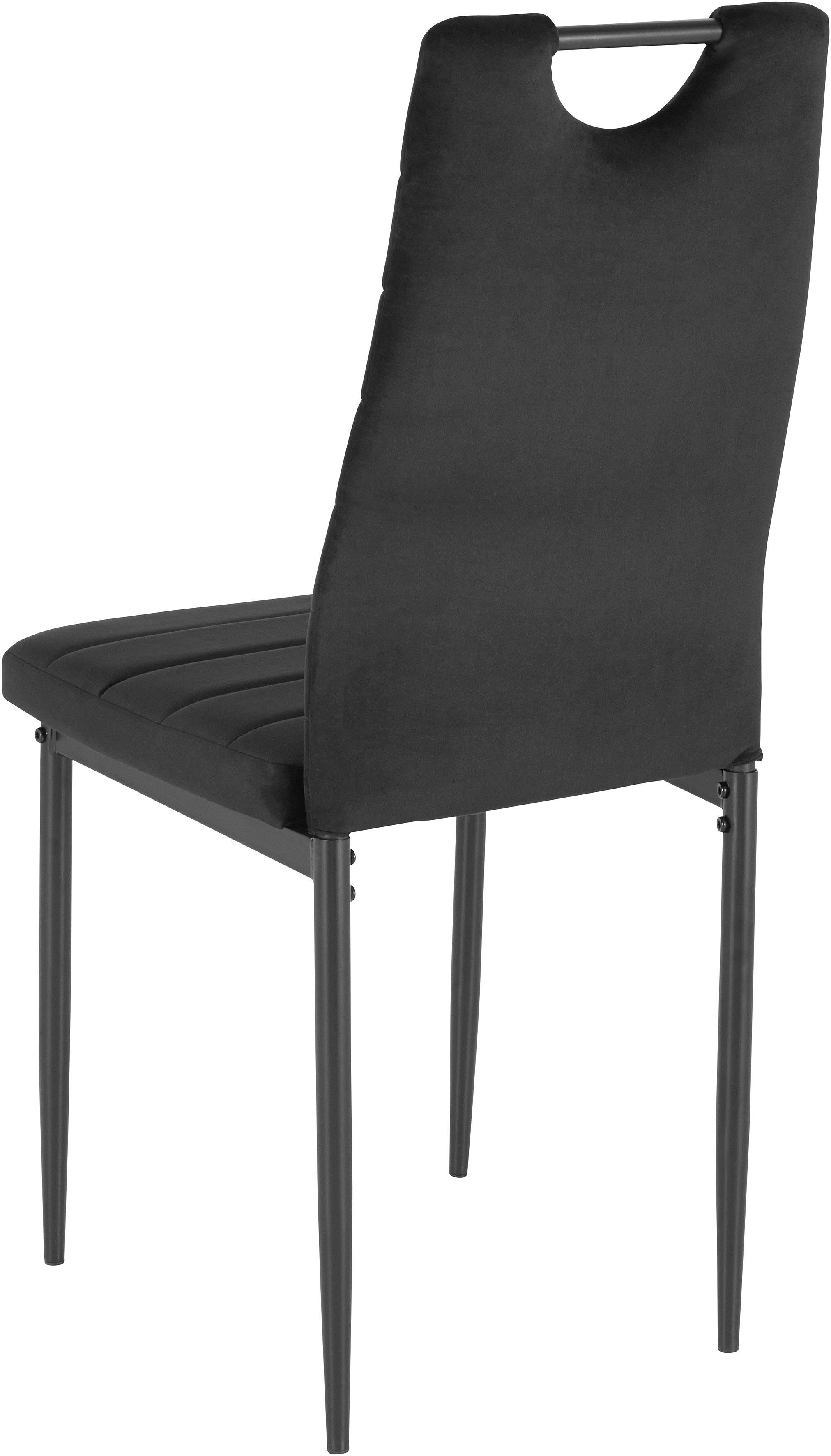 INOSIGN Eetkamerstoel (set van 2 of 4) met veloursovertrek, rugleuning met handgreep (set)