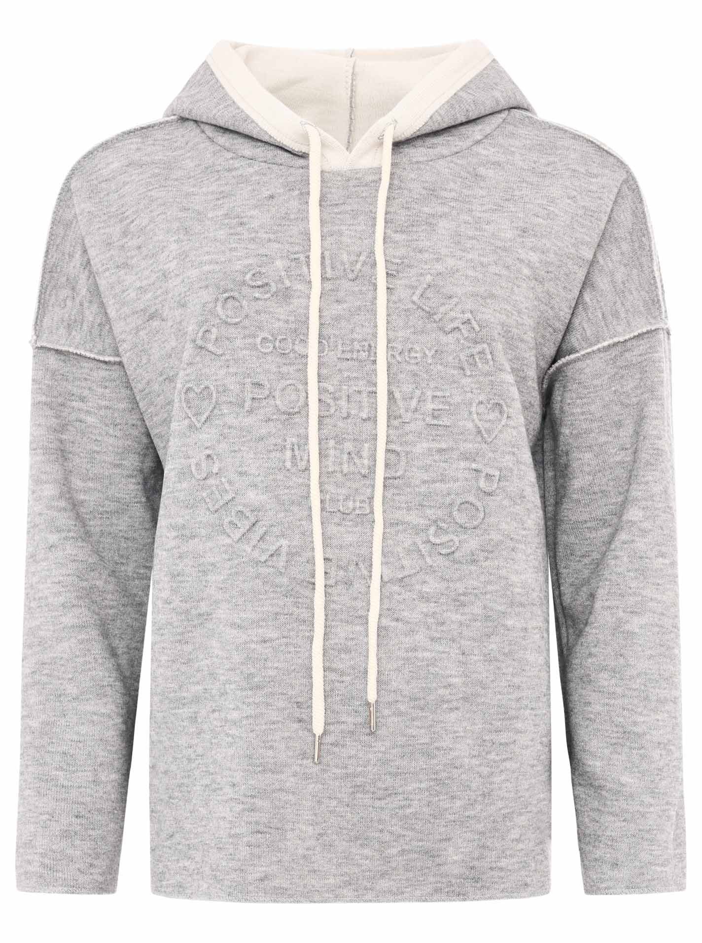 Zwillingsherz Hoodie Positive Mind met capuchon, 3/4 mouw en stempeldruk