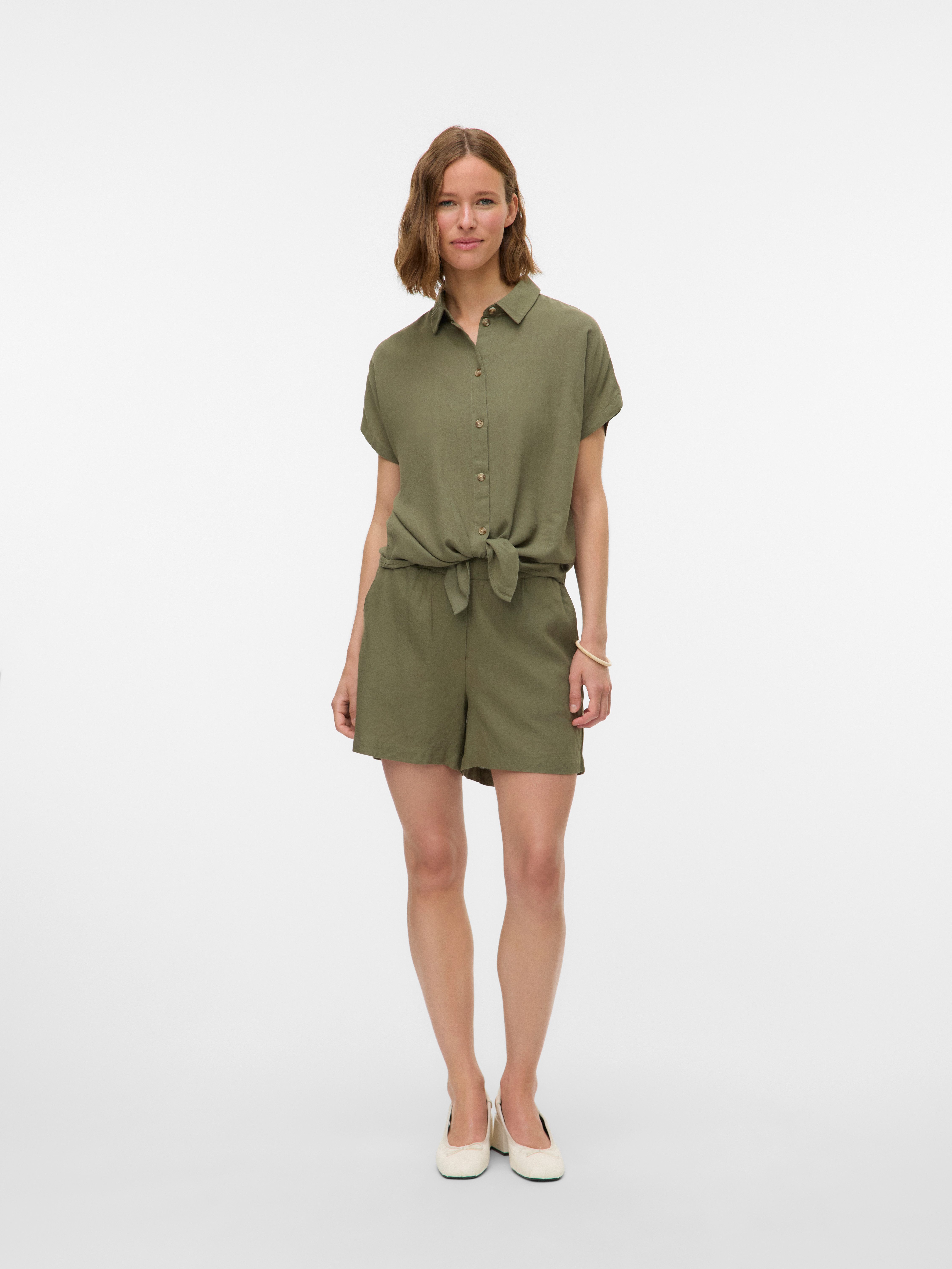 Vero Moda Blouse met korte mouwen VMTHEA SS TIE SHIRT WVN NOOS