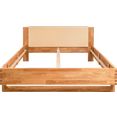 andas bed akra van mooi massief eikenhout, met een gemakkelijk te onderhouden zacht bekleed hoofdbord, breedte 192,5 cm beige