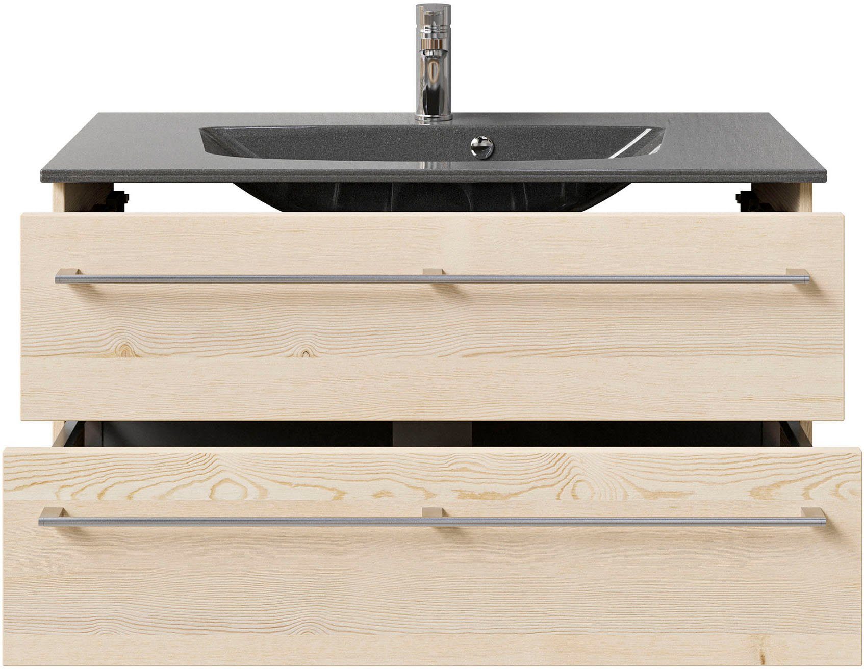 Saphir Wastafelonderkast Serie 6025 mineraalmarmeren wastafel met onderkast, 97 cm breed (2-delig)