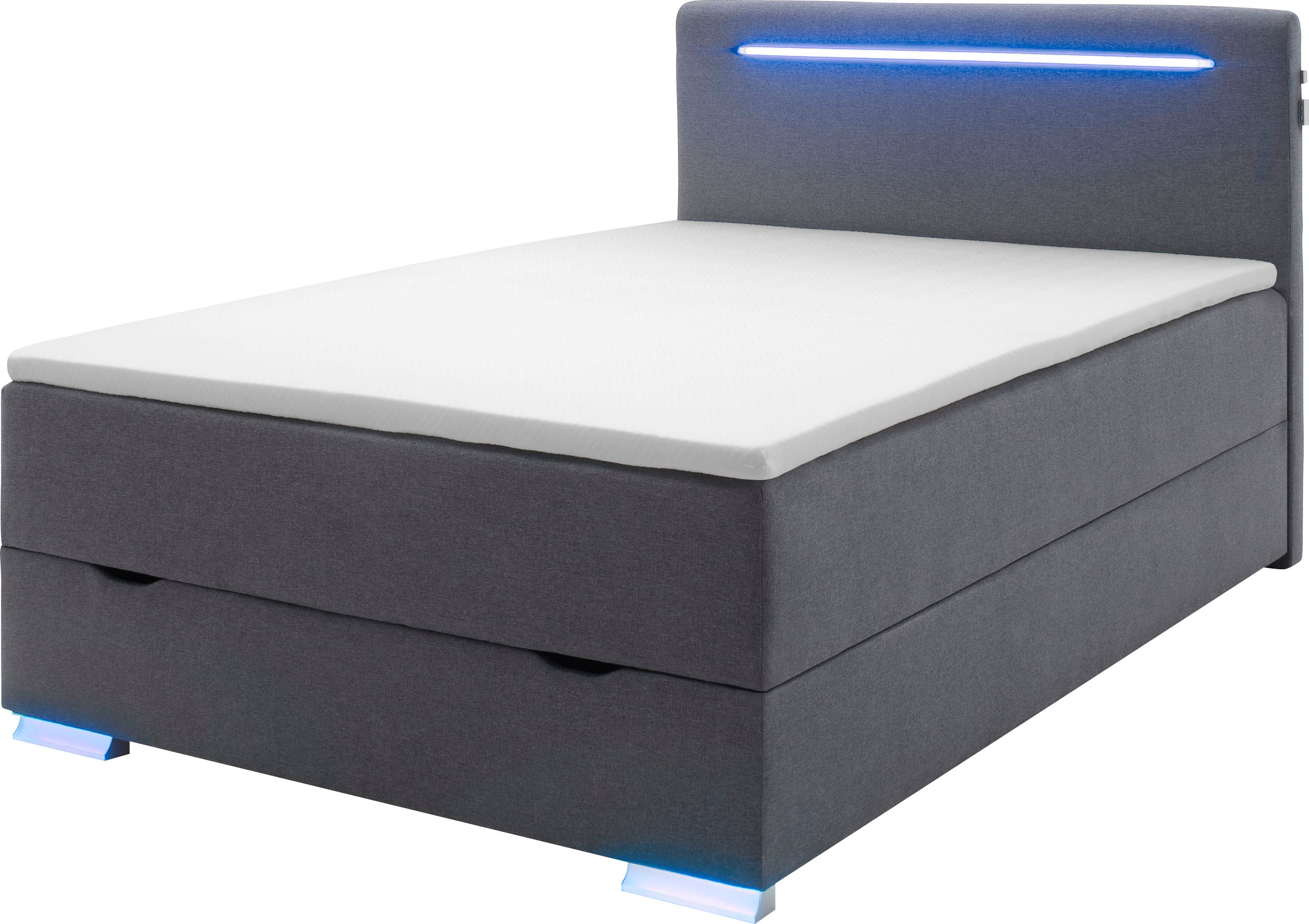meise.möbel Boxspring Las Vegas Voeten en hoofdbord met ledverlichting, met bedkist en topmatras