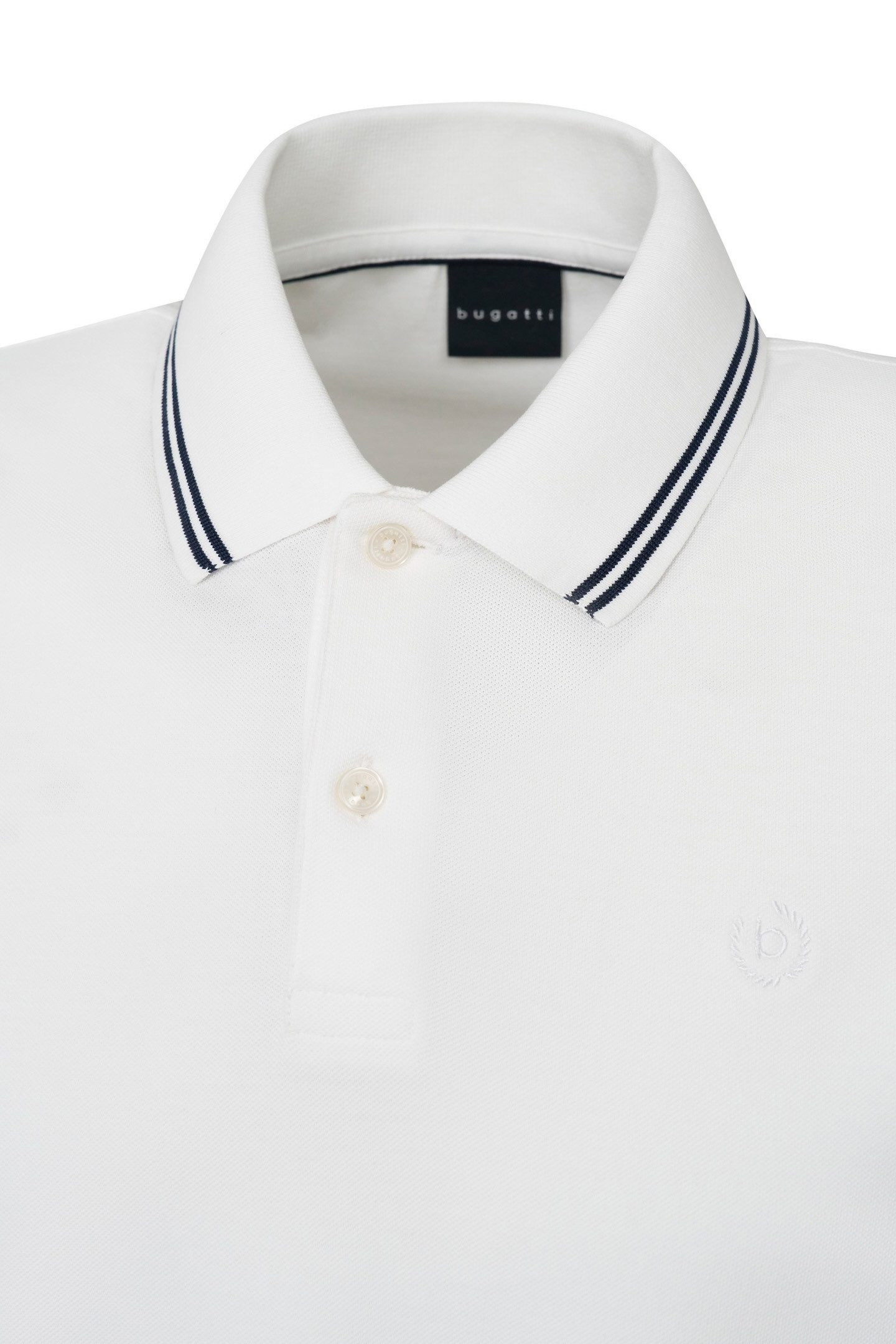 Bugatti Poloshirt met contraststrepen en borstborduursel