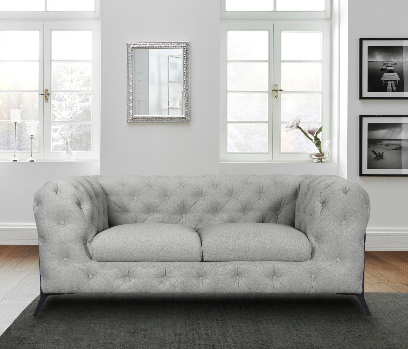 Leonique Chesterfield-bank Amaury luxueuze capitonnage, moderne chesterfield look, kleur van de poten ter keuze