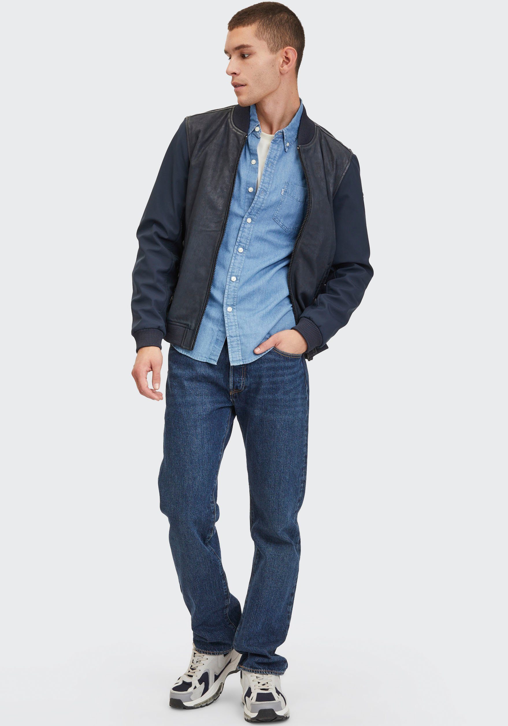 Mauritius Leren jack GMHorizan met mouw in hybride stijl