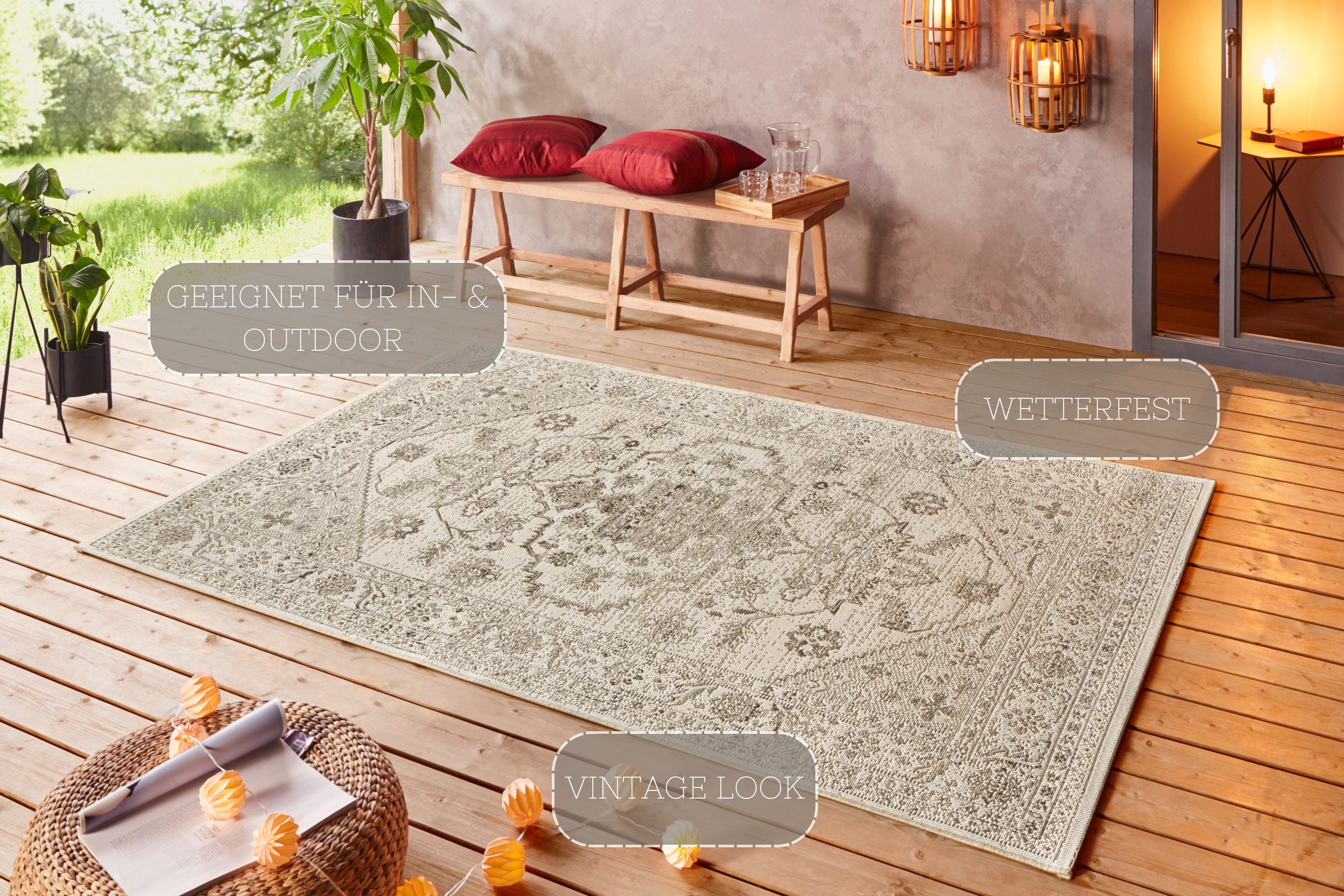 NORTHRUGS Vloerkleed Navarino In- & outdoor, vloerkleed, vintage, oriëntaals, balkon, woonkamer